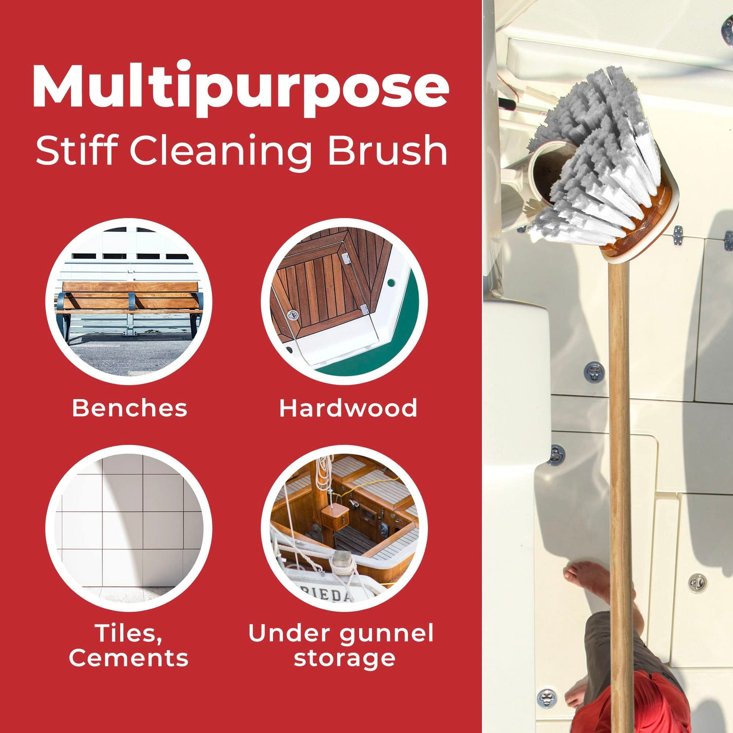 Shurhold 1960 Marine Mate 6 Inch Soft Bristle Brush with 48 Inch Handle