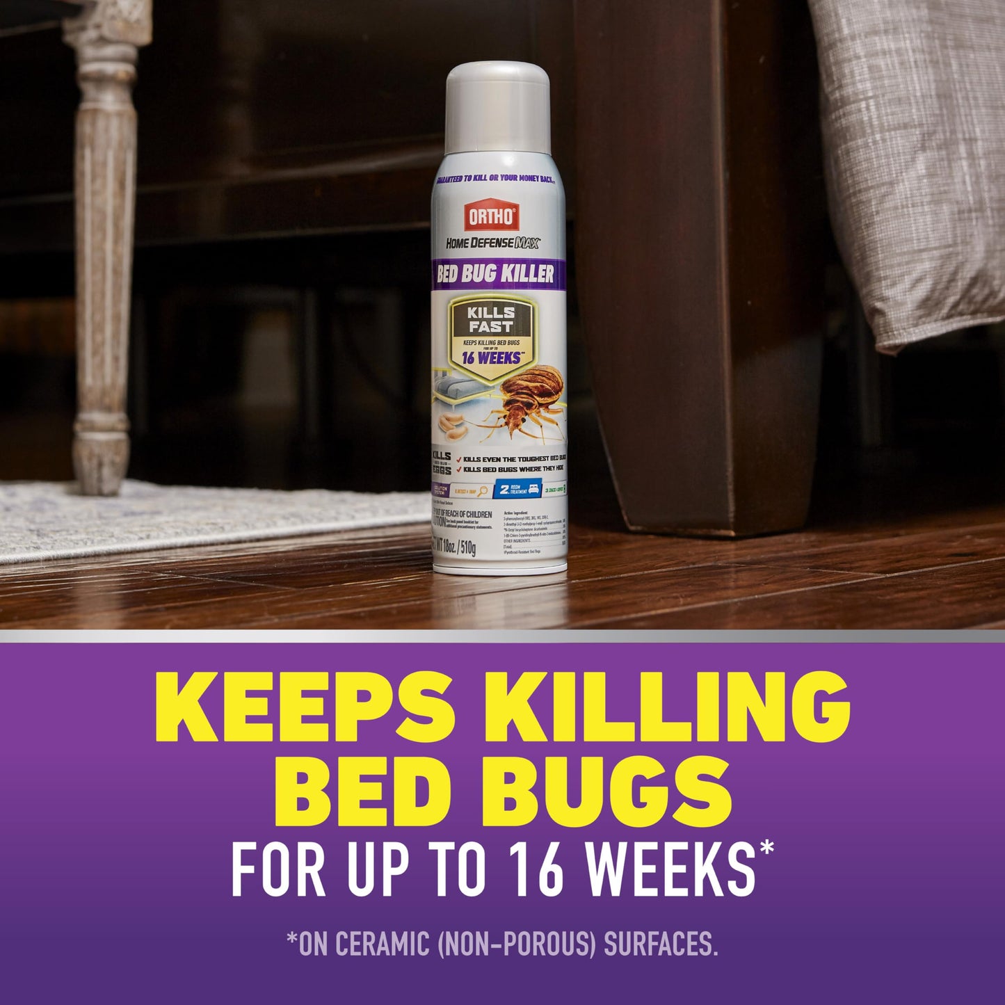 Ortho Home Defense Max Bed Bug, Flea and Tick Killer with Comfort Wand, Bed Bug Spray, Kills Bed Bug Eggs, Fleas and Ticks, 1 gal.