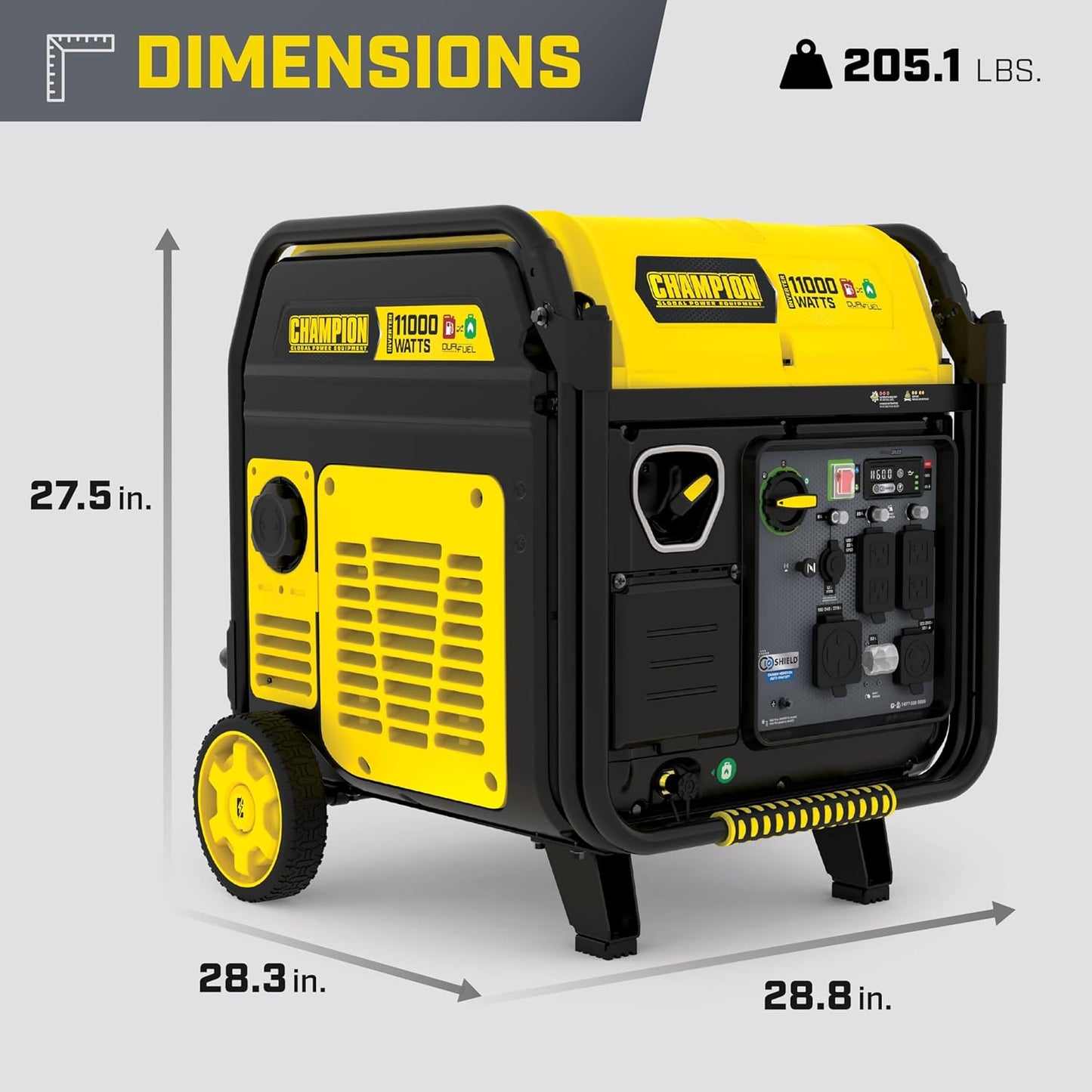 Champion Power Equipment 11,000-Watt Electric Start Dual Fuel Home Backup Portable Inverter Generator with Quiet Technology and CO Shield