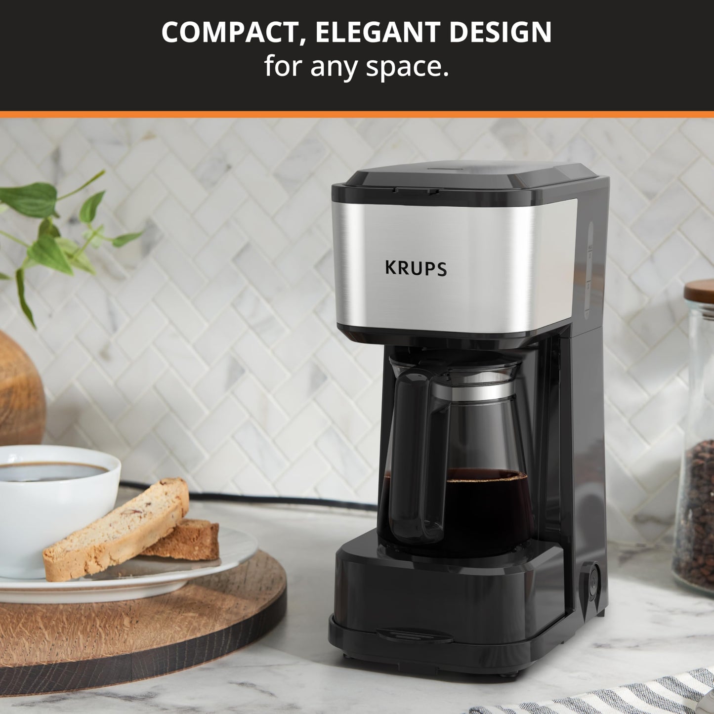 KRUPS Newer Model Drip Coffee Maker, 10-Cup, Silver