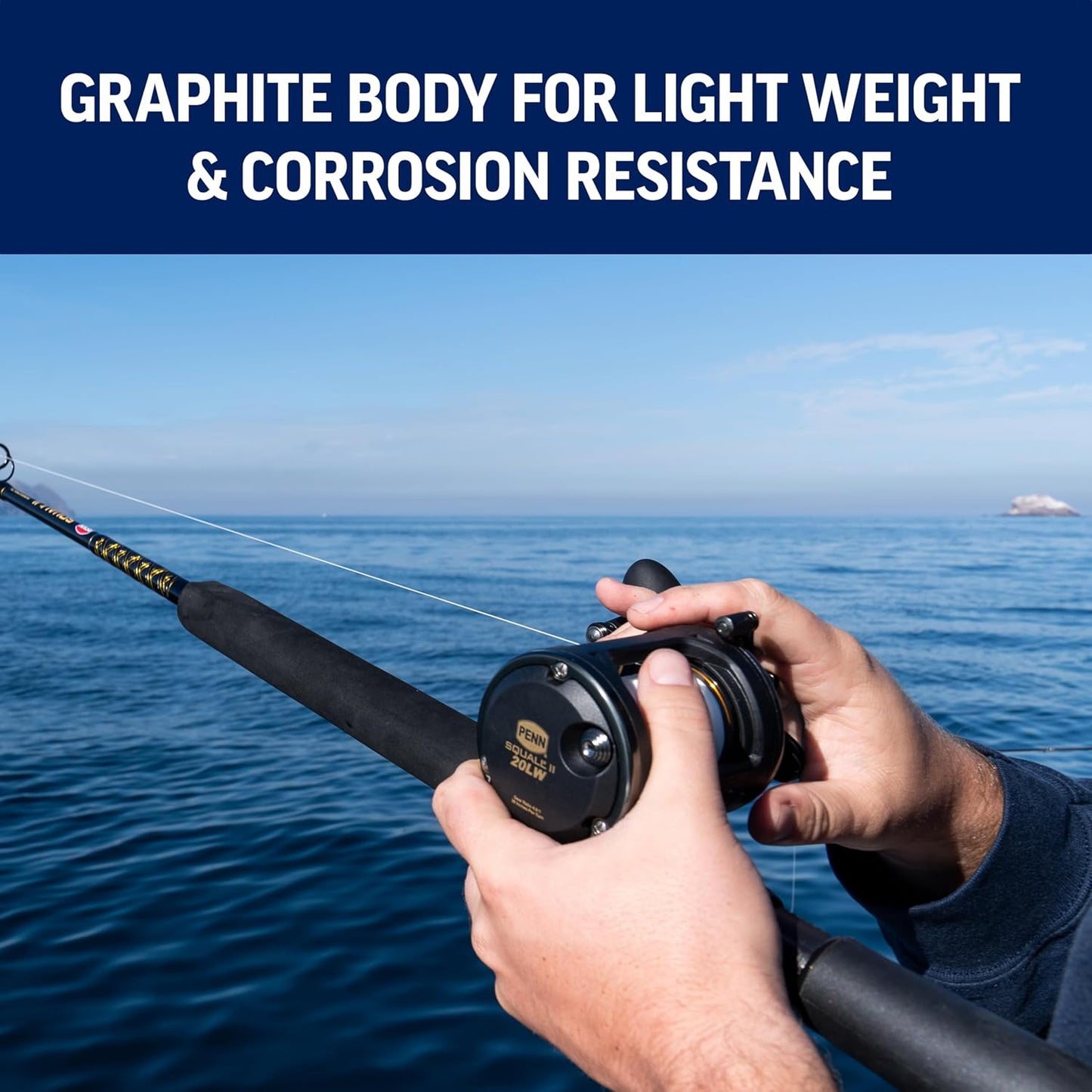 PENN 6'6" Squall II Level Wind Saltwater Rod and Reel Fishing Combo, 1-Piece Fishing Rod, Black/Gold