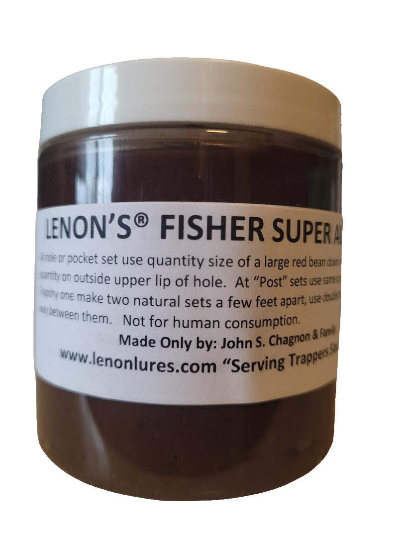 Lenon's Fisher Trappers Special 4 oz Jar Fisher Super All Call Lure & 8 oz Winter Canine Muskrat Meat Bait