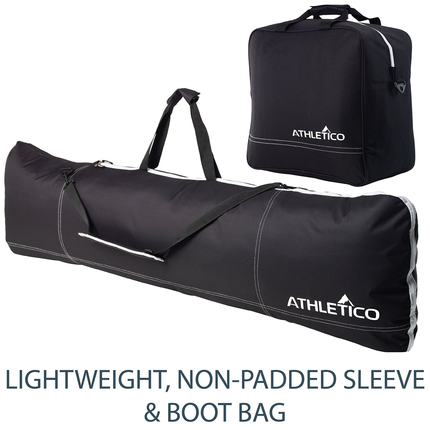 Athletico Two-Piece Snowboard and Boot Bag Combo | Store & Transport Snowboard Up to 165 CM and Boots Up To Size 13 | Includes 1 Snowboard Bag & 1 Boot Bag (Black)