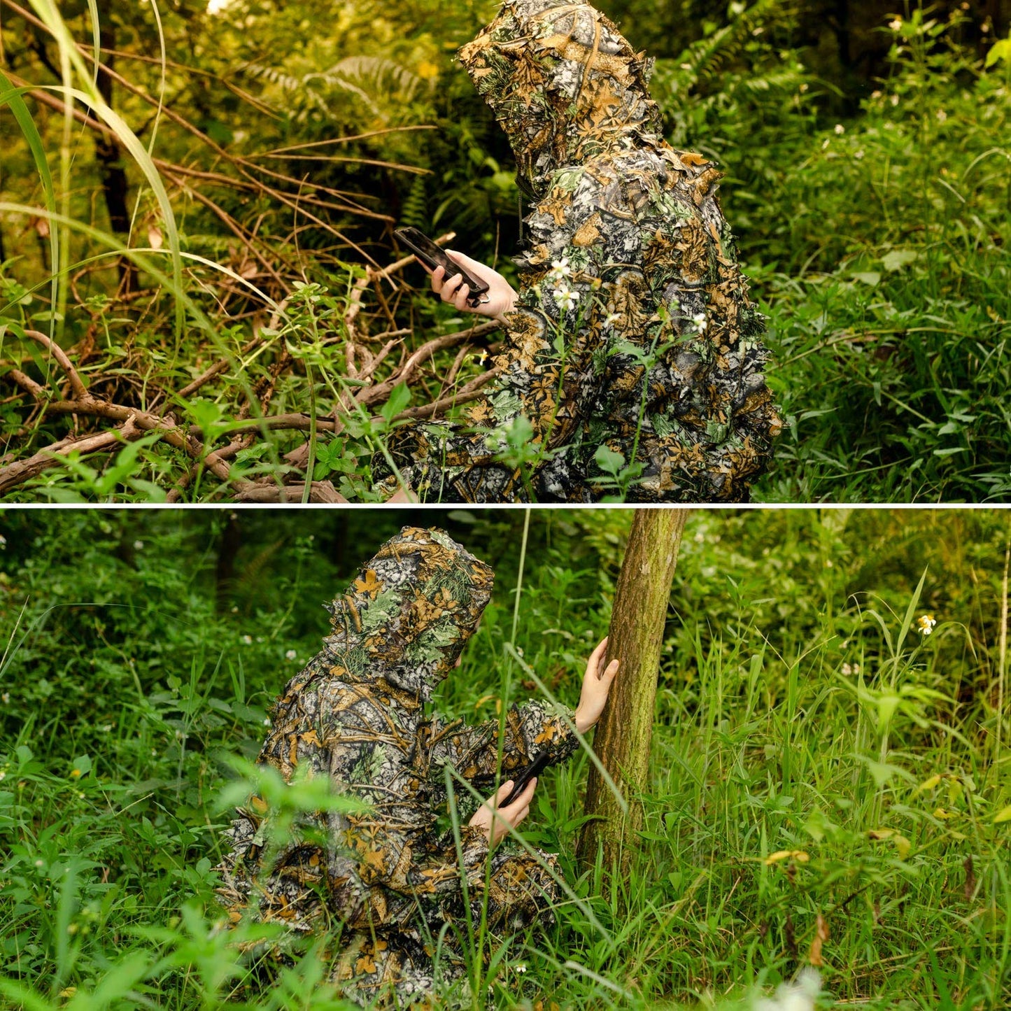 EAmber Ghillie Suit Gilly Hunting Suits Pants 3D Leaf Camo Camouflage Coveralls Youth Adult Lightweight Clothes