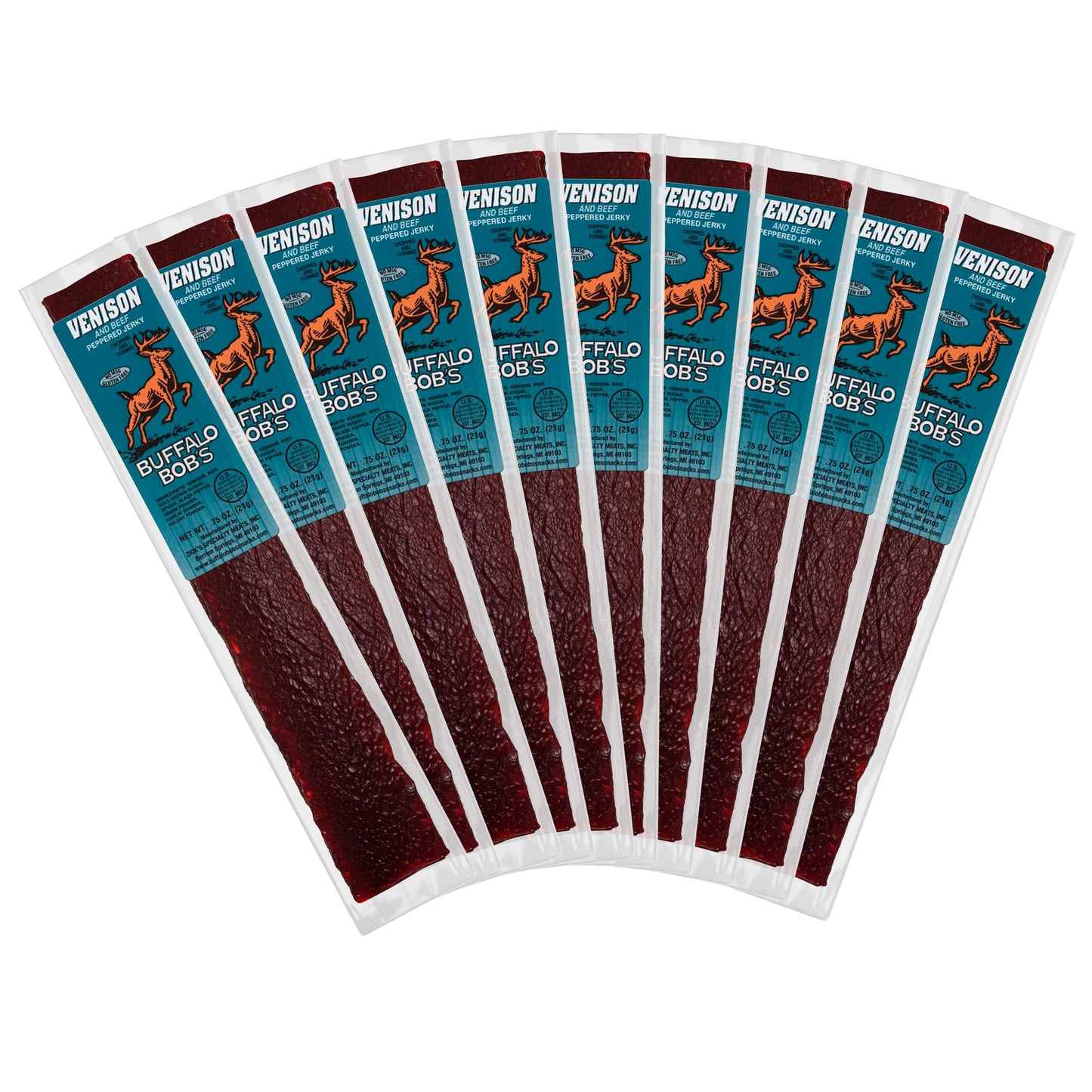 Buffalo Bob's Exotic Jerky (10-Pack), 10 Flavor Variety Pack of Snack Sticks, Wild Game Beef Gifts for Men