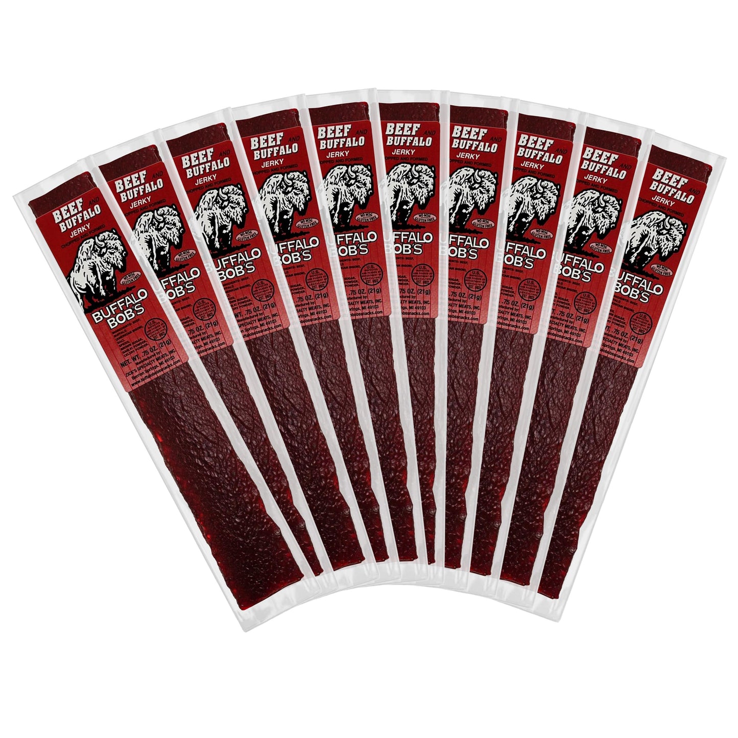Buffalo Bob's Exotic Jerky (10-Pack), 10 Flavor Variety Pack of Snack Sticks, Wild Game Beef Gifts for Men