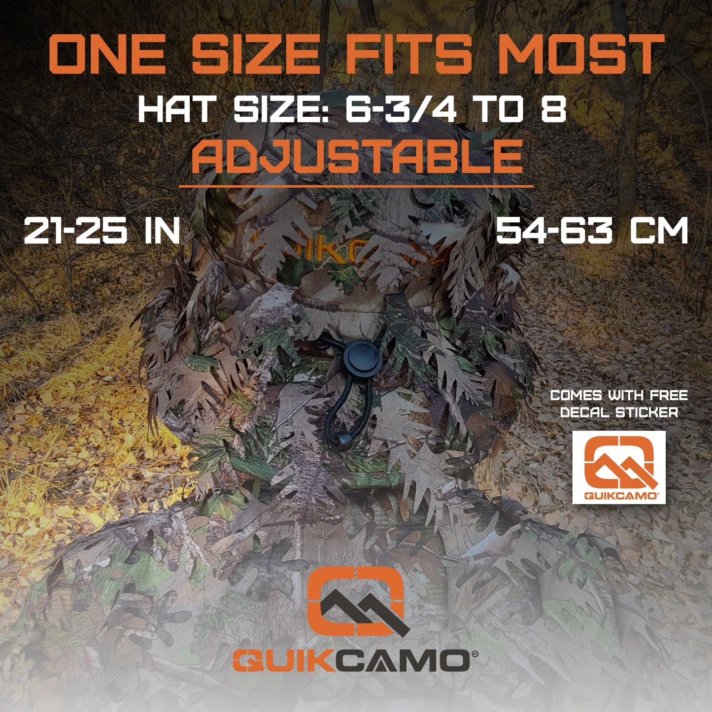 QuikCamo Realtree & Mossy Oak 3D Leafy Camo Face Mask Bucket Hat for Men Deer Duck and Turkey Hunting (Fully Adjustable OSFM)