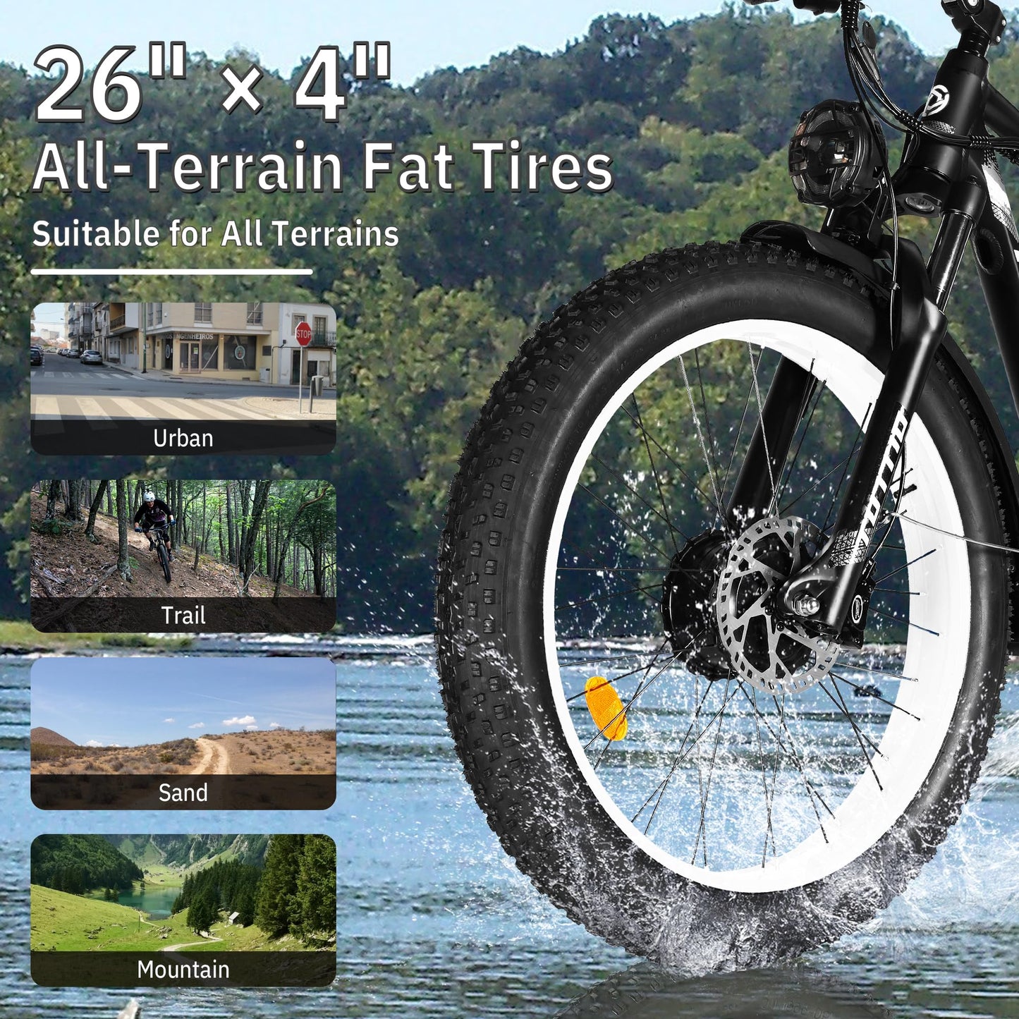 Peak 5000W-Electric-Bike for Adults-Men, Dual-Motor-Ebike 40-46MPH-Hunting-Ebike, 52V 30AH Long Range Dirtbike, 26" Fat-Tire-Electric-Bicycle, Full Suspension Mountain Bike for Off-Road Snow Sand