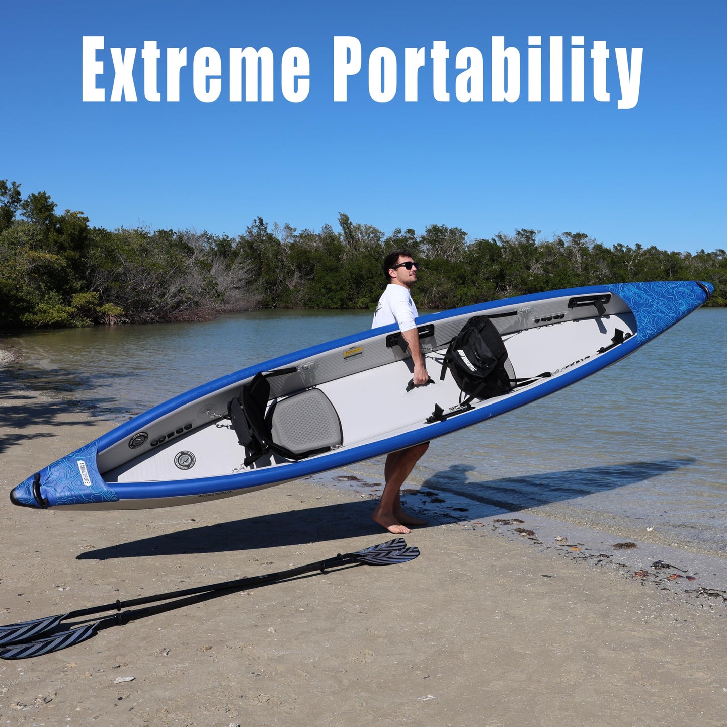 Sea Eagle RazorLite Inflatable Kayak - Lightweight, Drop Stitch, High Speed Touring Kayak - Solo or Tandem - Tall Back Seat(s), Paddle(s), Backpack, Skeg and Pump