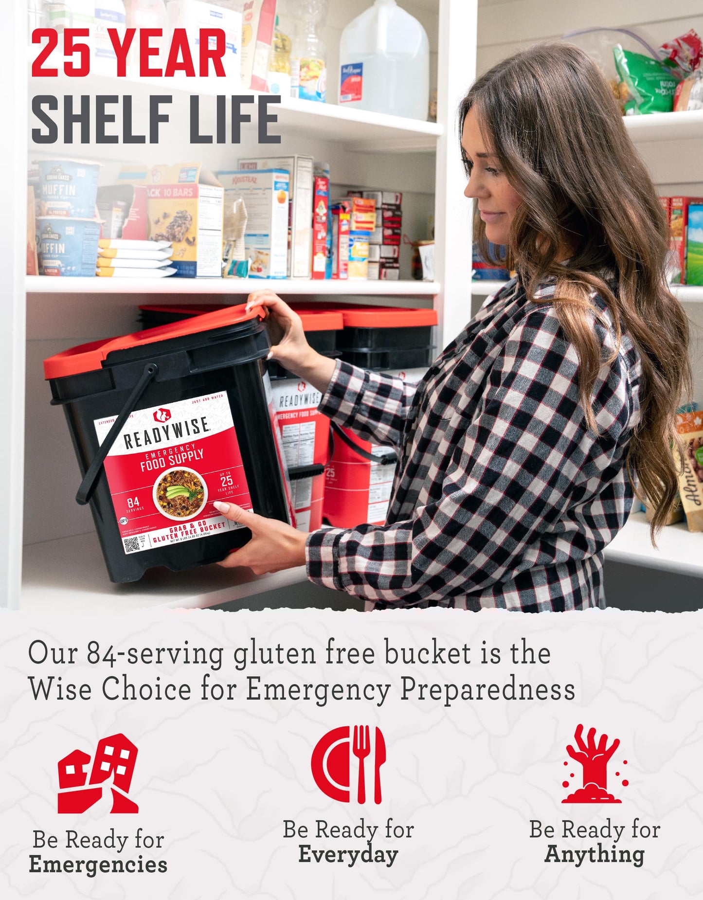 READYWISE - Emergency Food Supply Bucket, 120 Servings, MRE Meal Food Supply, Premade, Freeze Dried Survival Rations for Hiking, Adventure & Camping Essentials, Individually Packaged, 25 Year Shelf Life
