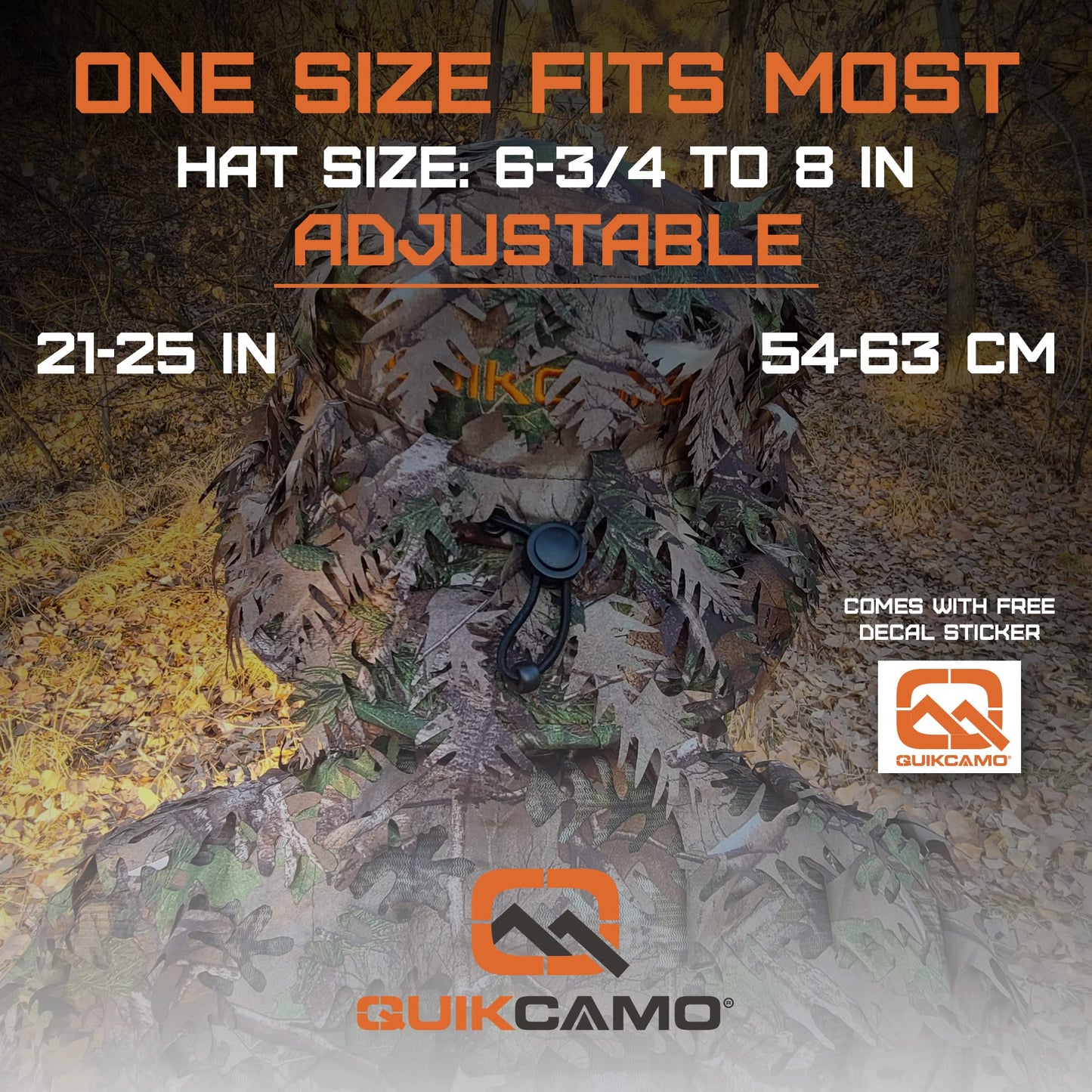 QuikCamo Realtree & Mossy Oak 3D Leafy Camo Face Mask Bucket Hat for Men Deer Duck and Turkey Hunting (Fully Adjustable OSFM)