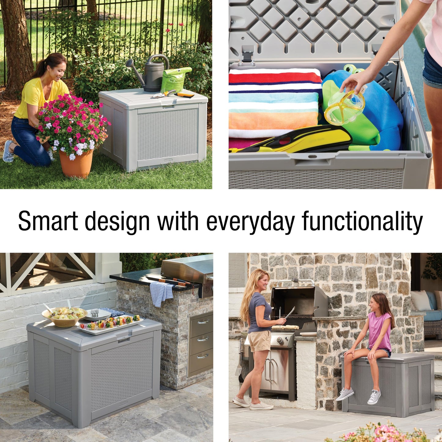 Rubbermaid Extra Large Resin Outdoor Storage Deck Box (134 Gal), Weather Resistant, Black, Deck Organization for Home/Backyard/Pool Chemicals/Toys/Garden Tools/Porch/Patio Cushions