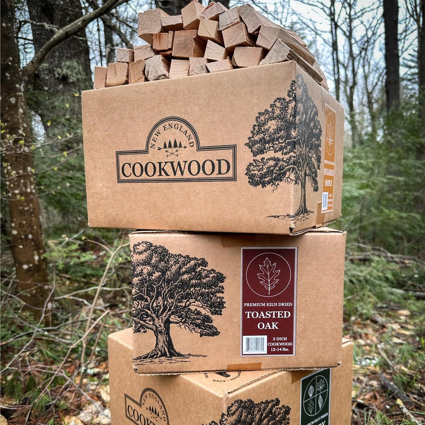 Savory Blend 5 Inch Universal Cooking Firewood - 14lbs. ~1000cuin Premium Kiln Dried Cooking Wood for Grills, Smokers and Ooni, Solo, Bertello Pizza Ovens (Savory Hardwood Blend)