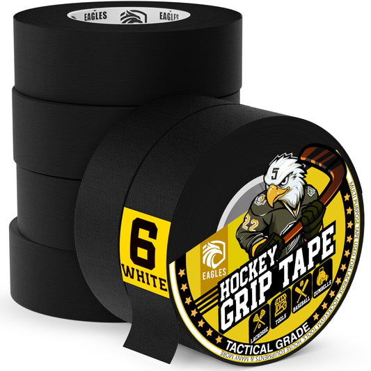 EAGLES Bulk Hockey Tape Black, White or Clear Multipurpose Tape Roll - Strong Adhesive - Durable Cloth or PVC Tape - Hokey Sports Gifts, Accessories, Equipment, Gear (Black)