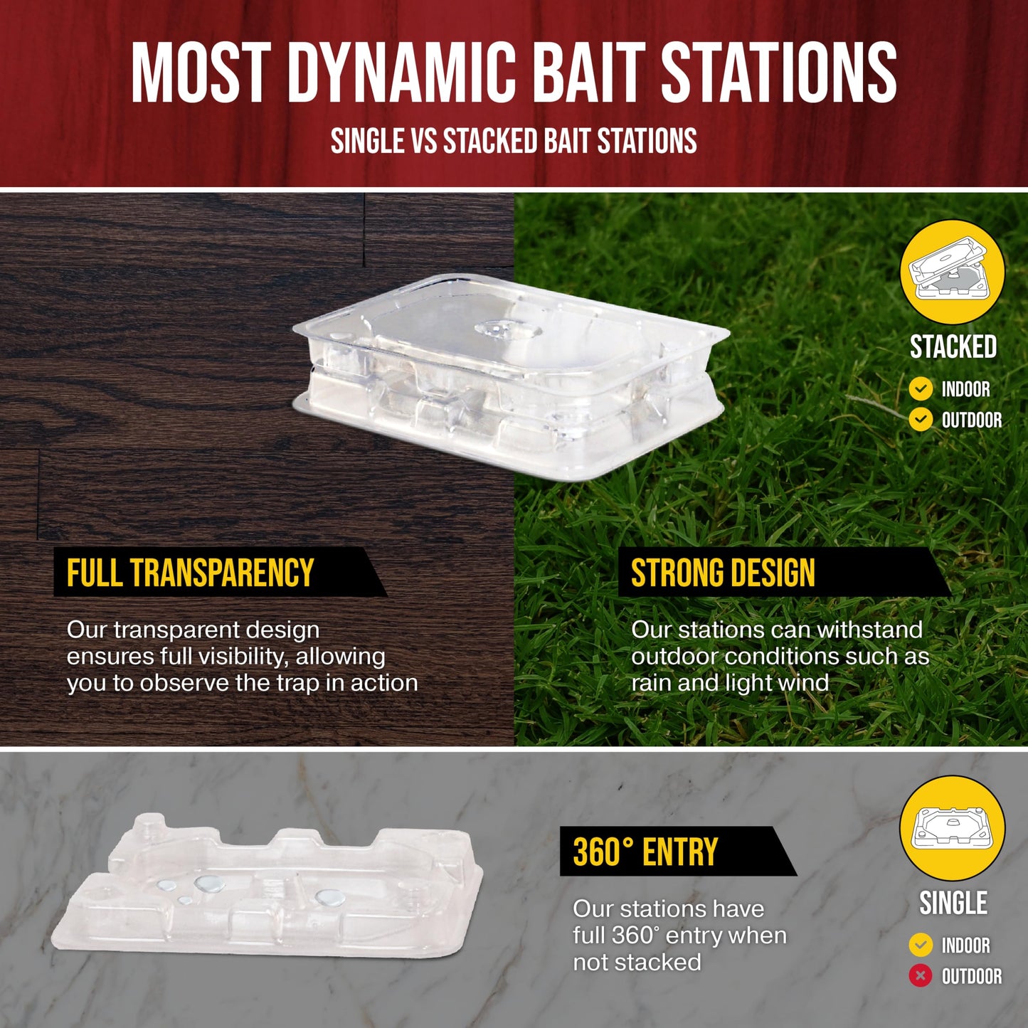 Catchmaster DefiANT Liquid Ant Killer Indoor (50 uses) + 4 Reusable Liquid Ant Bait Stations (2 Stacked), Multi-Surface Pest Control Traps for Home & Outdoor, Reduce & Remove Colonies, American Made