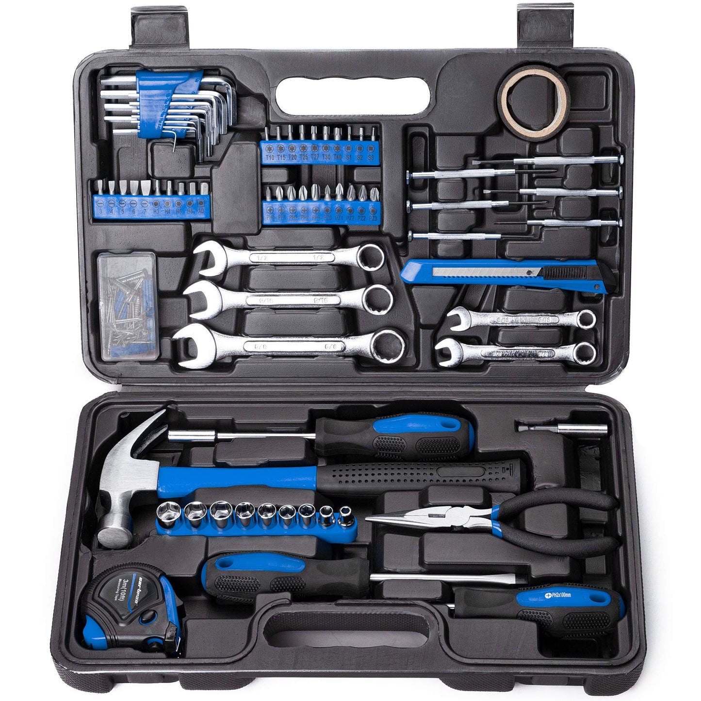 CARTMAN 148 Piece Automotive and Household Tool Set Perfect for Car Enthusiasts and DIY Home Repairs