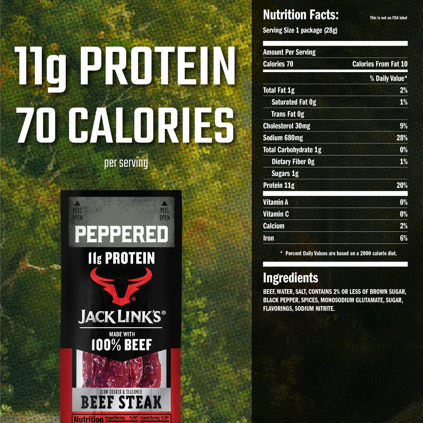 Jack Link's Beef Steak, Original - Protein Snacks, Meat Snack with 12g of Protein, Made with 100% Beef, Individually Wrapped Bulk Snack Pack, Keto Friendly - 1 Oz. (12 Count)