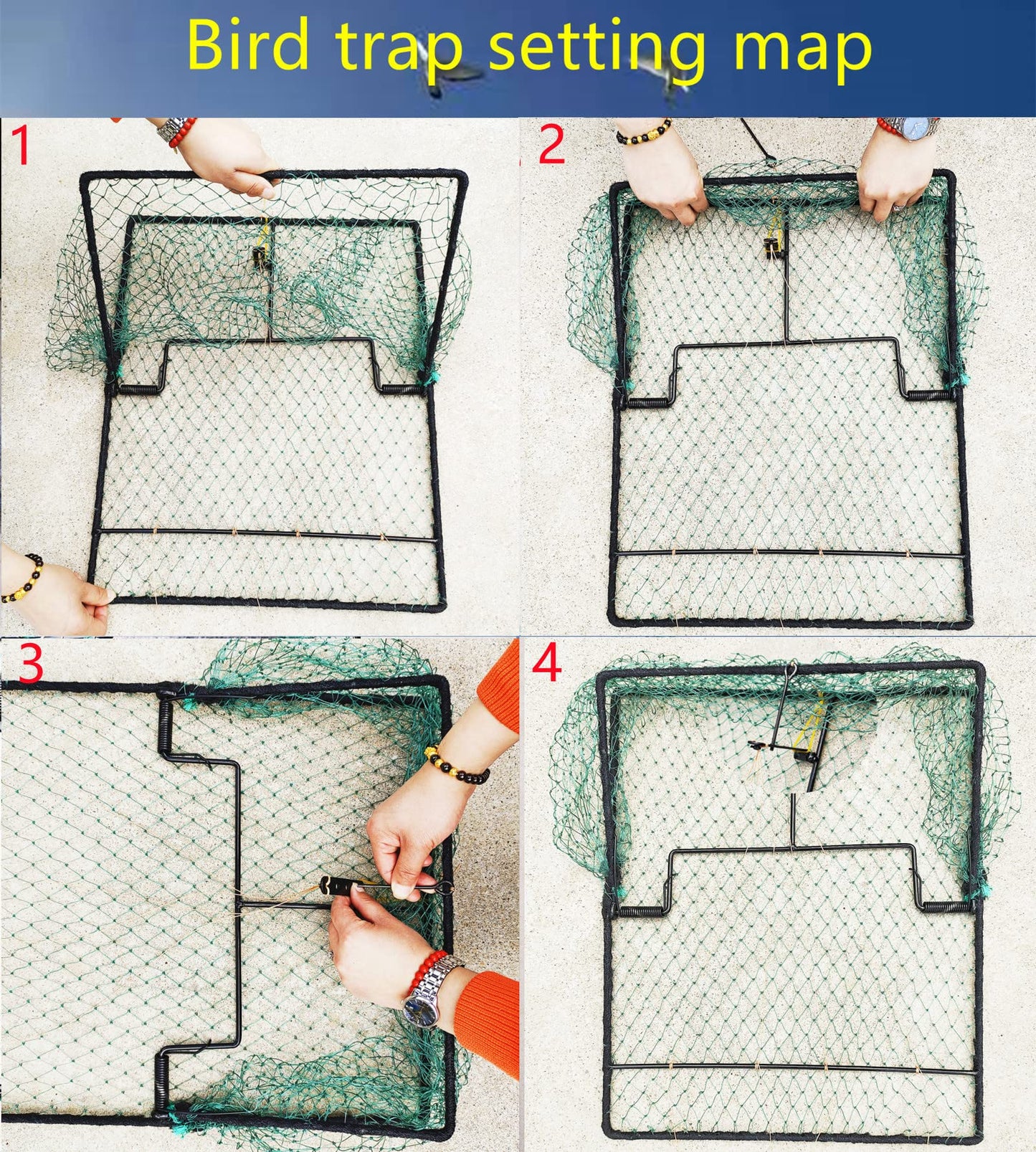 Pigeon Bird Trap Trapping Hunting Quail Cage Sparrow Spring Starling Catching Net Traps for Trapping