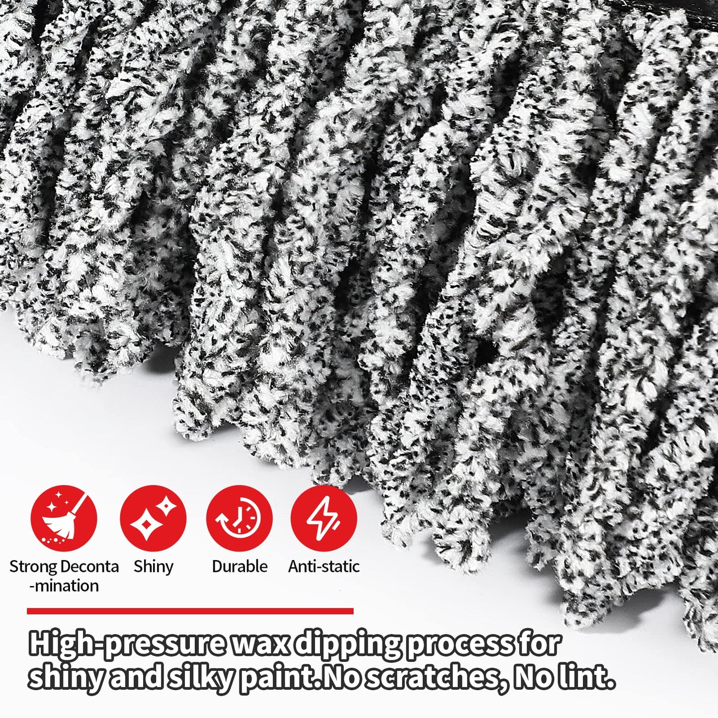 62'' Car Wash Brush with Long Handle Chenille Microfiber Car Wash Mop Mitt Car Cleaning Kit Windshield Window Squeegee Car Duster Microfiber Towels Wheel Tire Brush for Cars RV Truck Boat