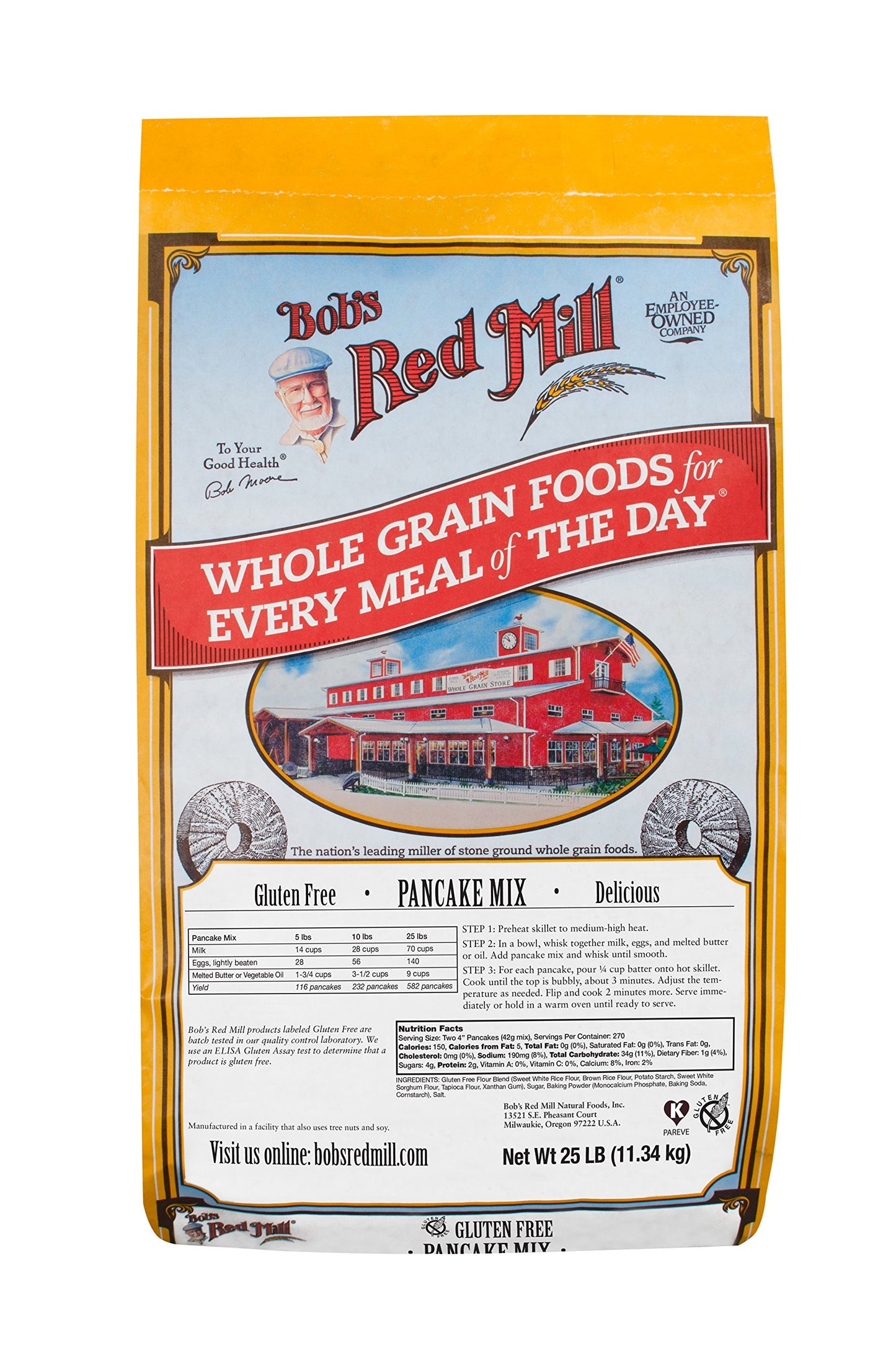 Bob's Red Mill Gluten Free Pancake Mix, 24oz (Pack of 4) - Kosher, Approximately 34 Pancakes per Bag, Packaging May Vary