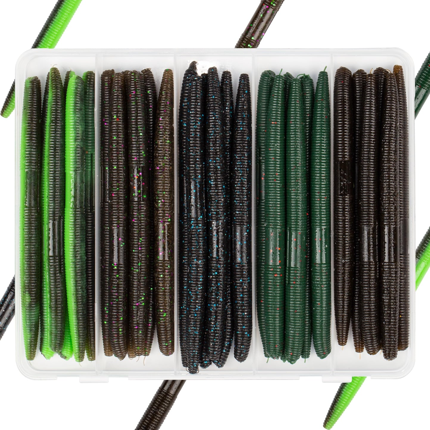 Senko Worms Kit – 4"/5" Soft Plastic Fishing Lures with Salt Impregnation for Bass Fishing