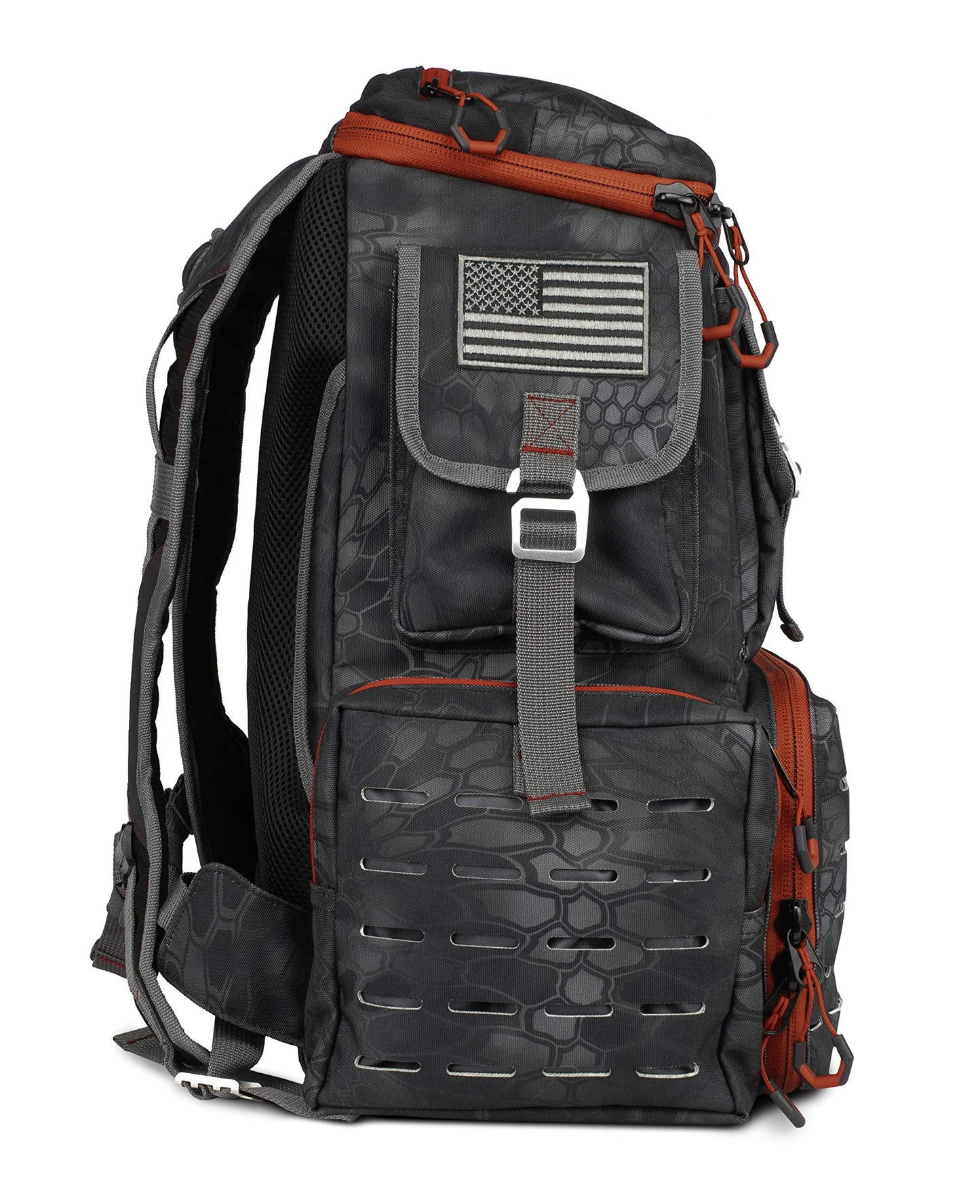 EGO Kryptek Tactical Tackle Box Backpack, Durable Fishing Tool Bag, 1000D Nylon Fabric with PVC Back, Water-Resistant, Multiple Storage Pockets, Laser-Cut Molle Loops, Includes 4 Tackle Trays