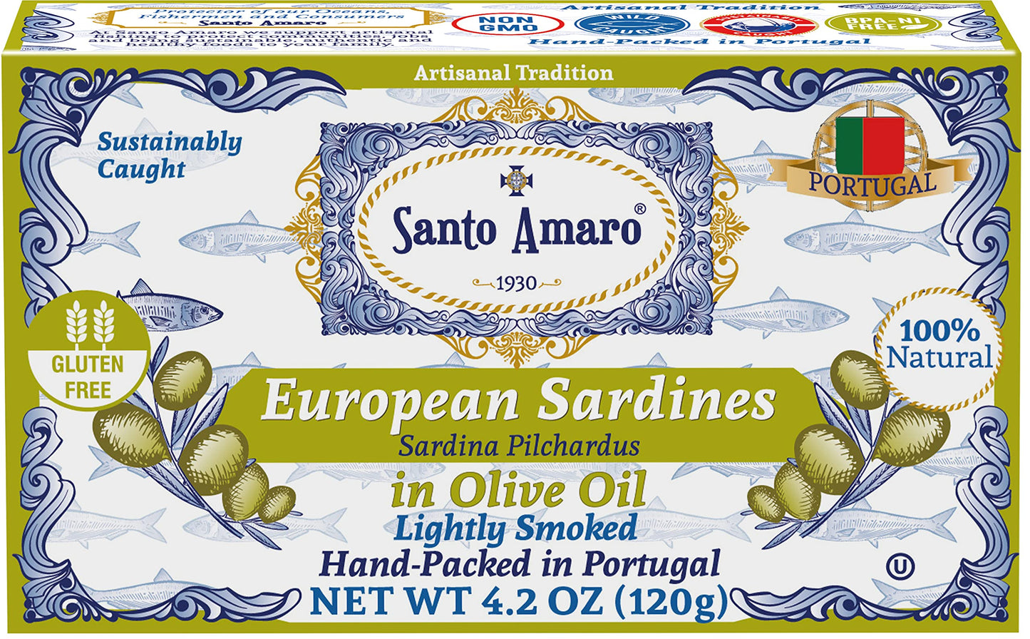 Santo Amaro - 6 Flavor Variety Pack Sampler European Wild Sardines - Virgin Olive Oil - Tomato Sauce from Puree - Virgin Olive Oil & Spicy Red Piri Piri Pepper - Spring Water - Virgin Olive Oil & Lisbon Lemon - Tomato Puree with Spicy Red Piri Piri Pepper