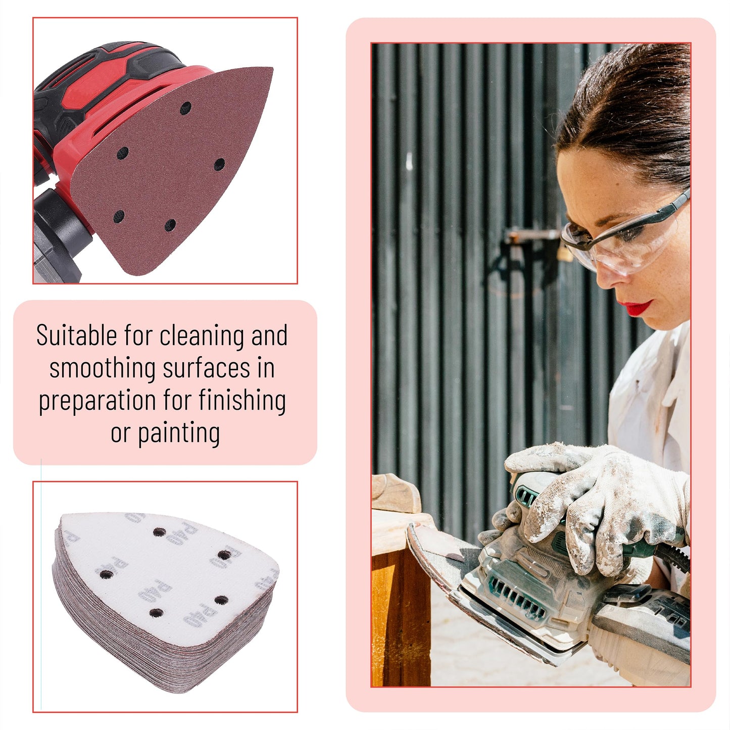 Bates- Mouse Detail Sander Sanding Pads, 30 pcs, 40/80/120/180/240 Grits, Palm Sander Sandpaper