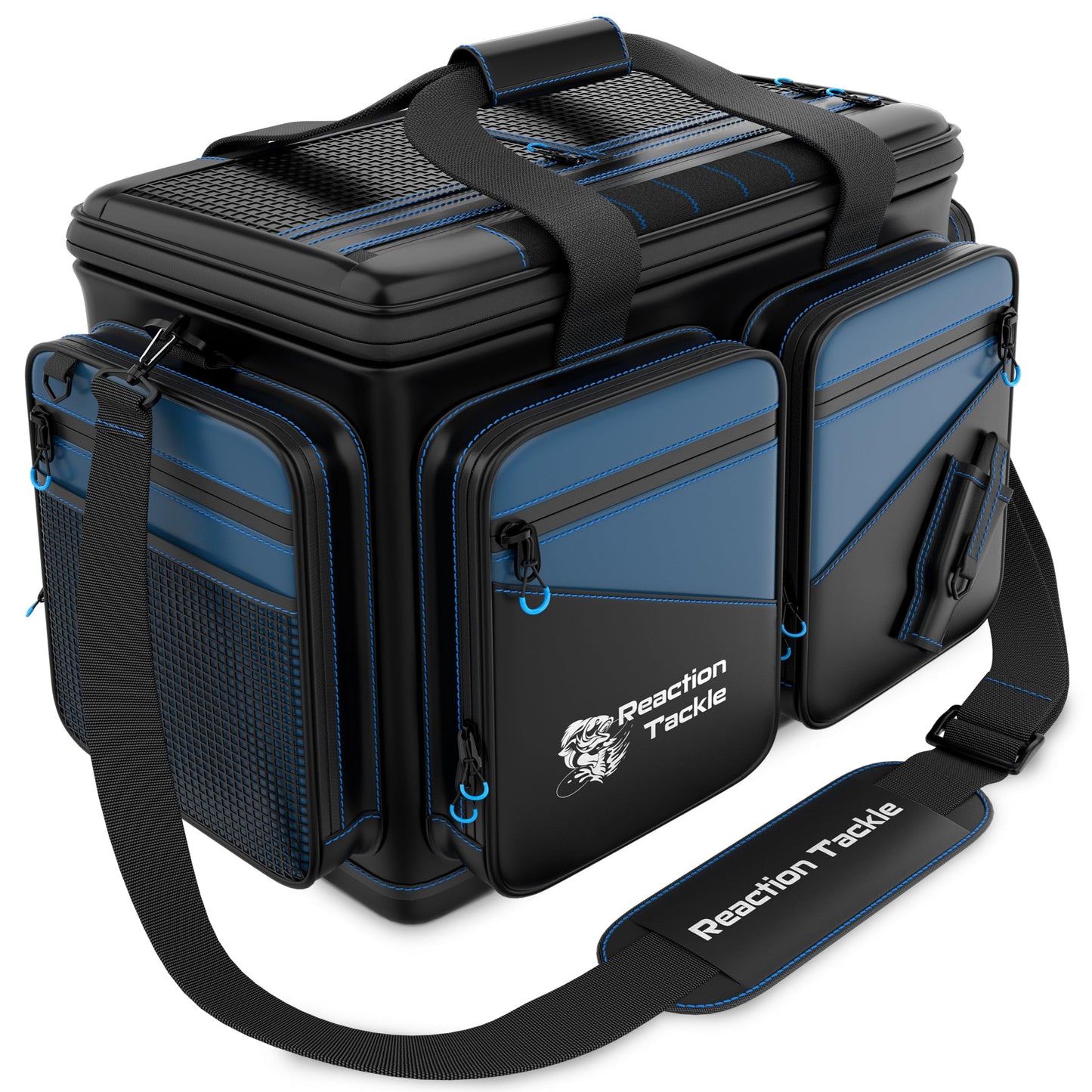 Reaction Tackle Fishing Tackle Bag – Salt Water Resistant Fishing Bag, 1000D PVC Waterproof Material, Tackle Box Organizer with Dividers for 3600 or 3700 Trays (Small, Medium, Backpack only fit 3600)