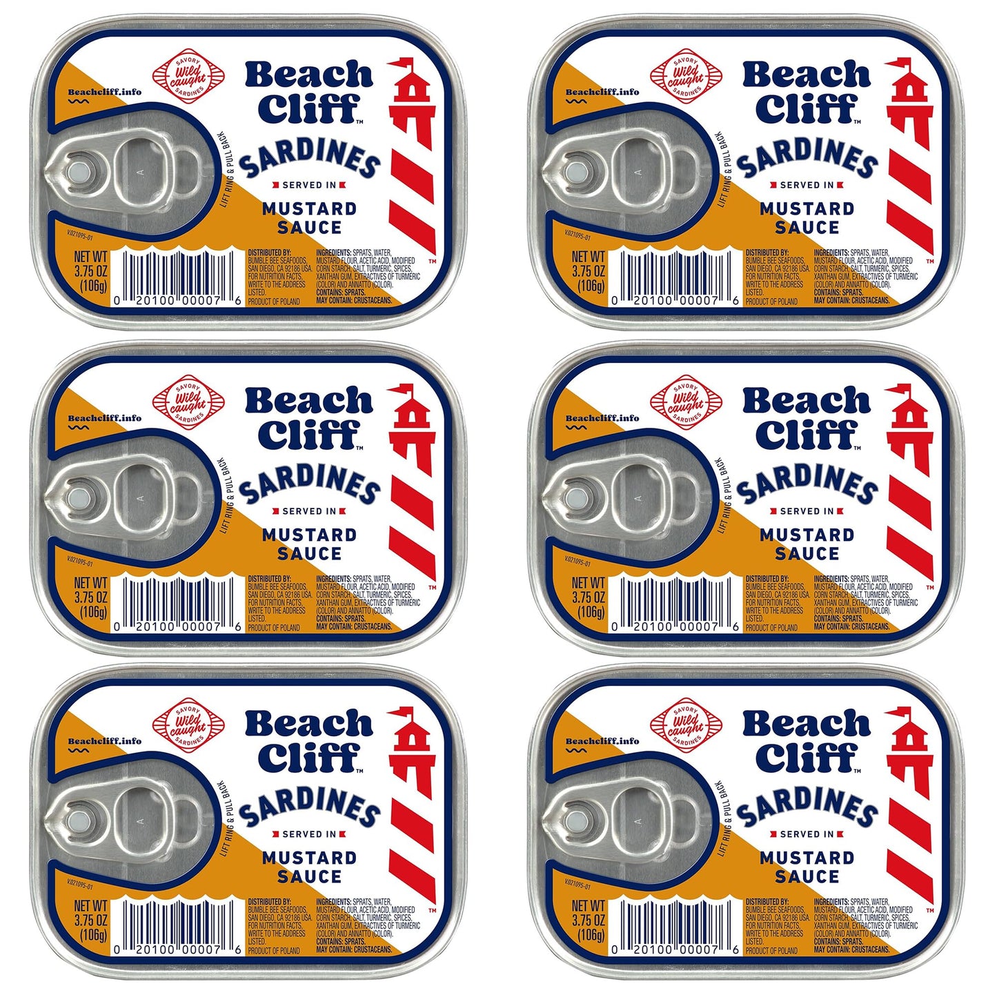 Beach Cliff Sardines in Water, 3.75 oz Can (Pack of 12) - Wild Caught Sardines - 12g Protein per Serving - Gluten Free, Keto Friendly