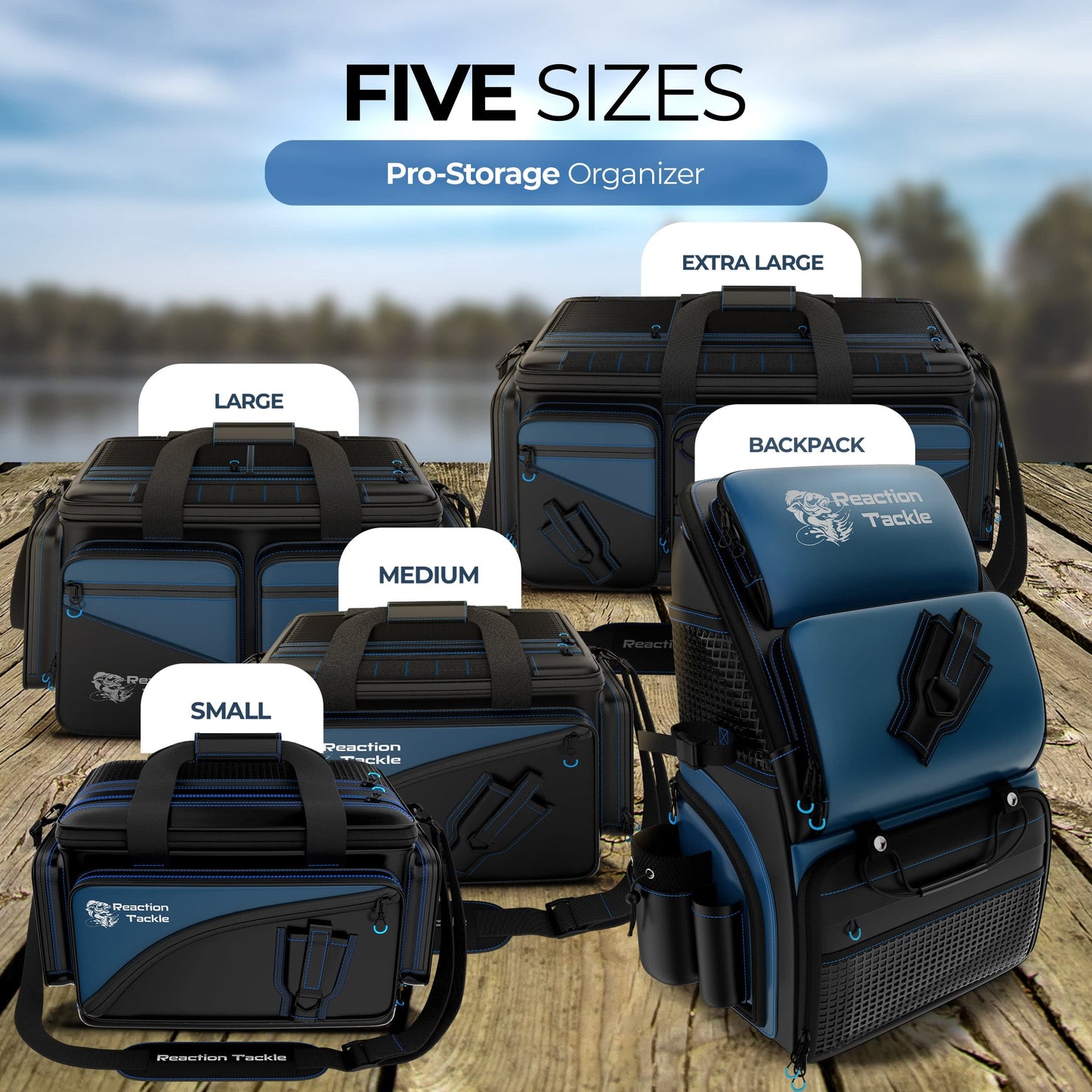Reaction Tackle Fishing Tackle Bag – Salt Water Resistant Fishing Bag, 1000D PVC Waterproof Material, Tackle Box Organizer with Dividers for 3600 or 3700 Trays (Small, Medium, Backpack only fit 3600)