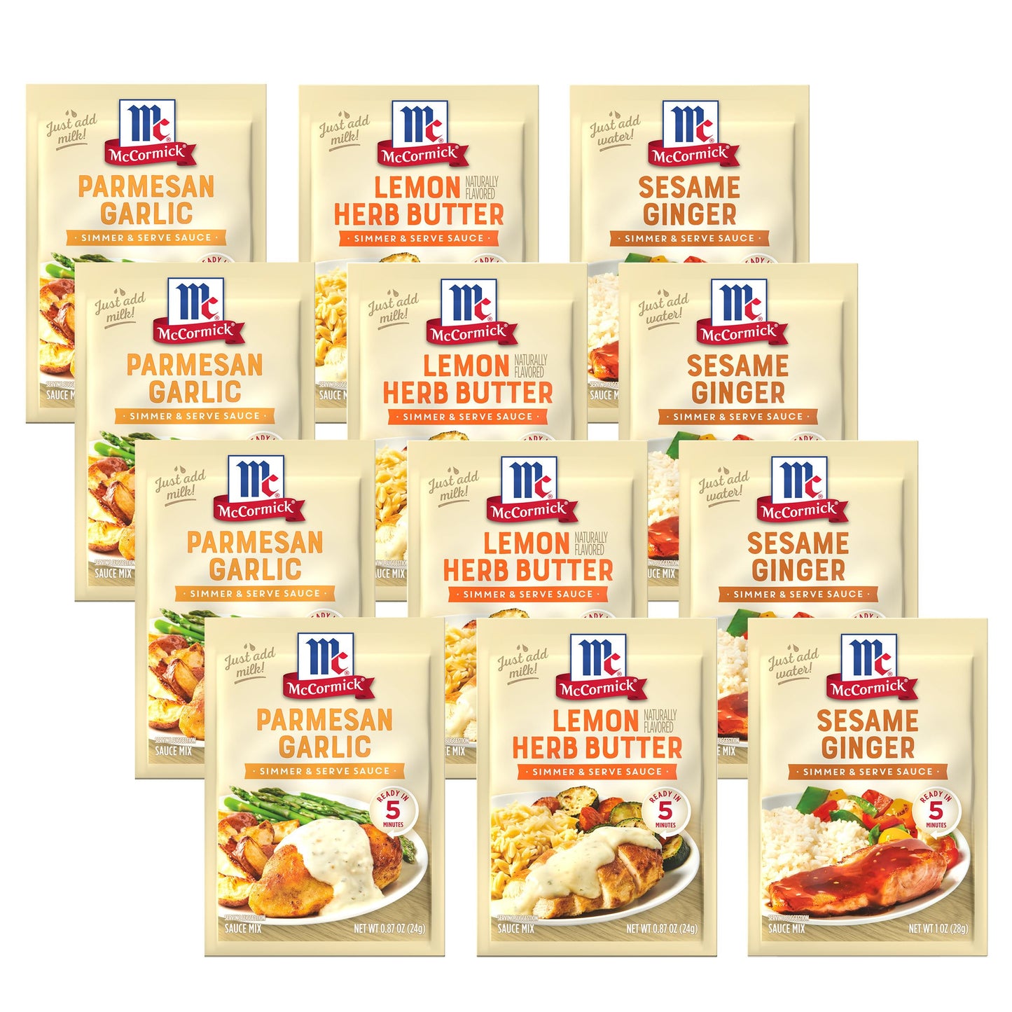 McCormick Lemon Herb Butter Simmer & Serve Sauce Mix, 0.87 oz (Pack of 12)