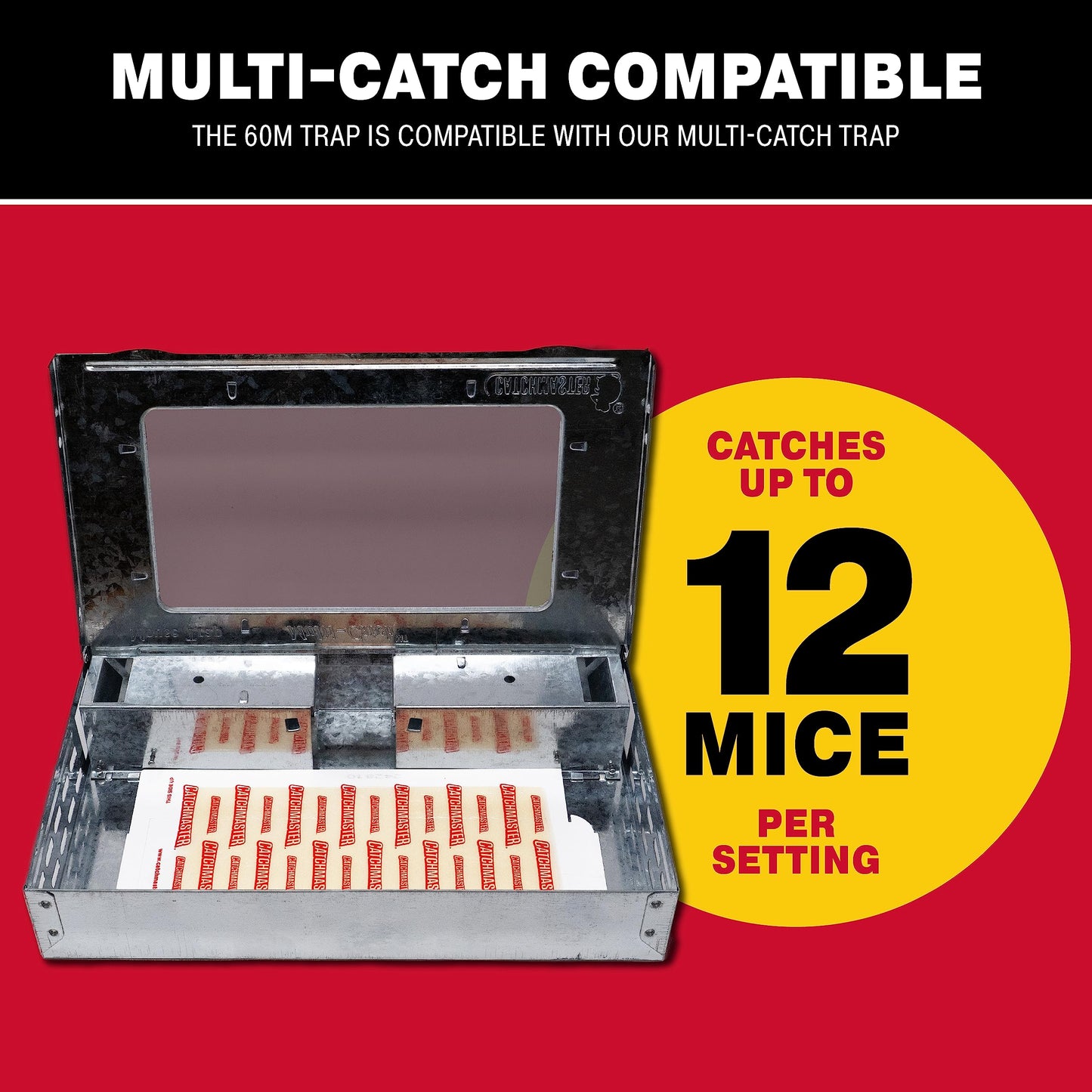 Catchmaster Pro Series Multi-Catch Mouse Trap 6-Pack, Humane Mouse Traps Indoor for Home, Rat Trap Outdoor with Replaceable Glue Boards, Pet Safe Pest Control, Live Catch for Garage & Shed