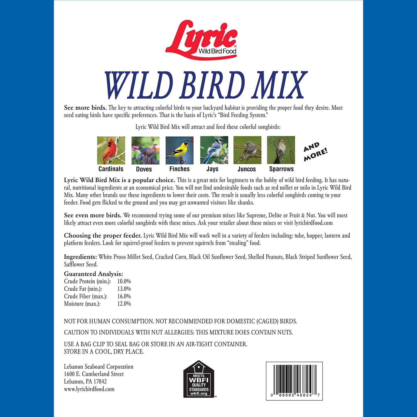 Lyric Wild Bird Mix - Wild Bird Food for Outside Feeders - Attracts Doves, Jays and many more - 40 lb. Bag