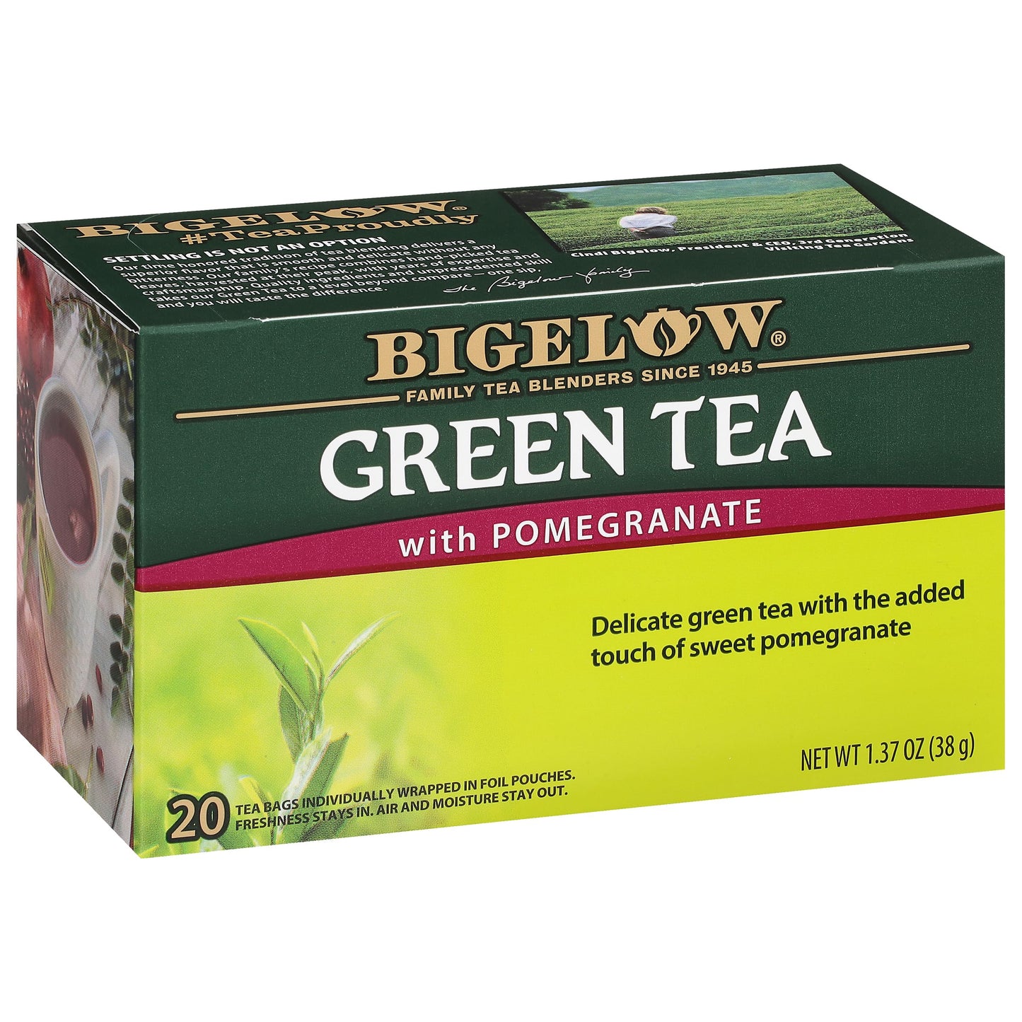 Bigelow Tea Green Tea Variety Pack, Classic Green Tea, Lemon, Pomegranate, Mint, Peach and Constant Comment Flavors, 20 Count Box (Pack of 6), 120 Total Tea Bags