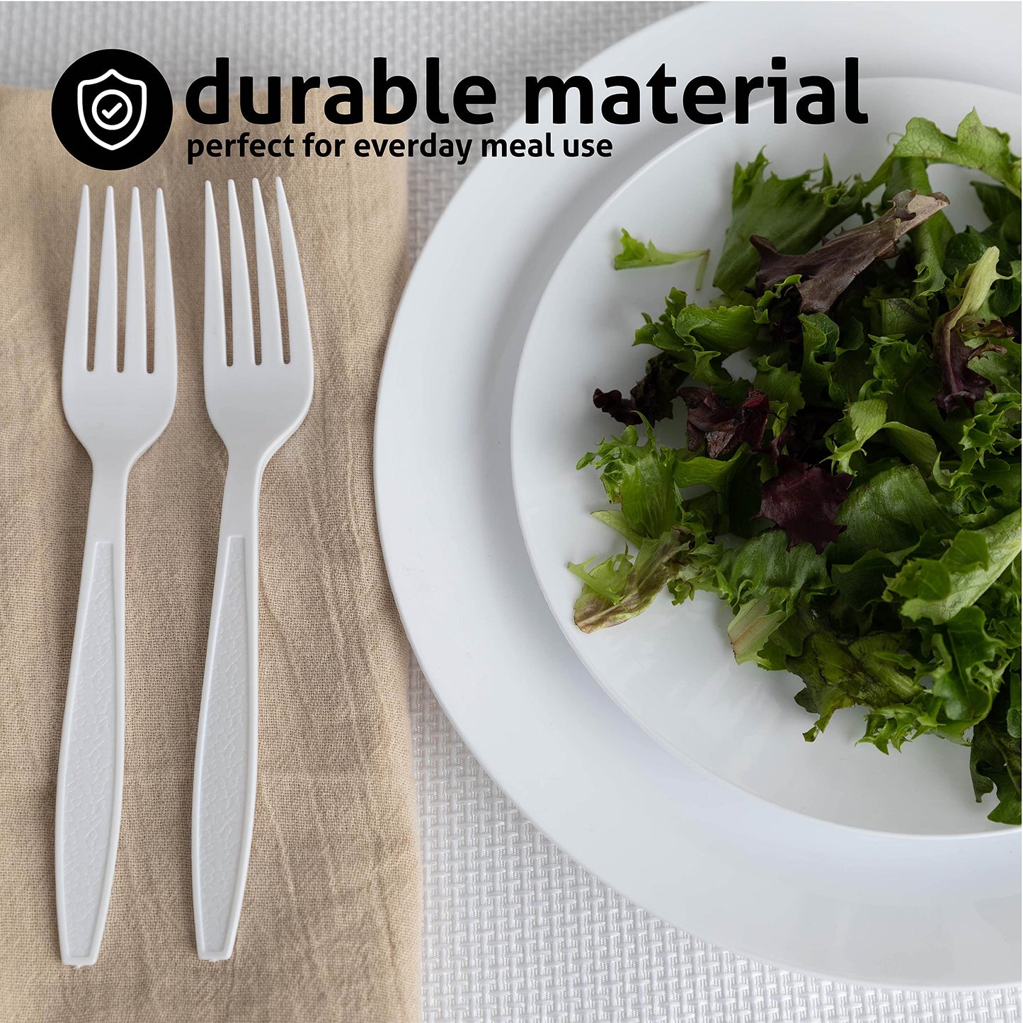 Crystalware, Heavy-Weight Plastic Fork, Durable and Disposable for Party supply or Home Use (100 Pack)