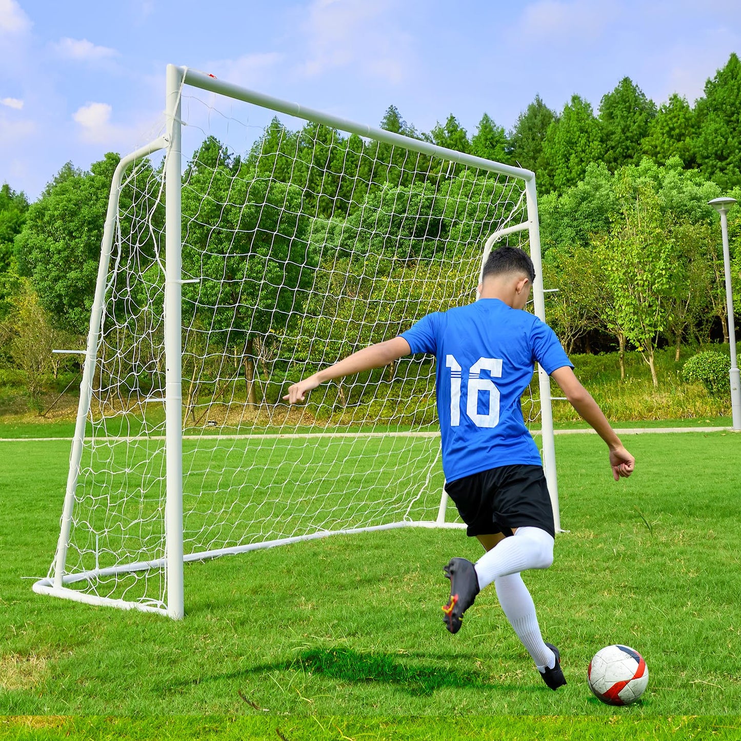 Soccer Goal 8×6, 12×6 and 6×4 FT Soccer Goals for Backyard, 2" Diameter Steel Frame Soccer Goal for Kids and Adults Large Powder Coated Galvanized Steel Goal Post with Soccer Target Net for Training