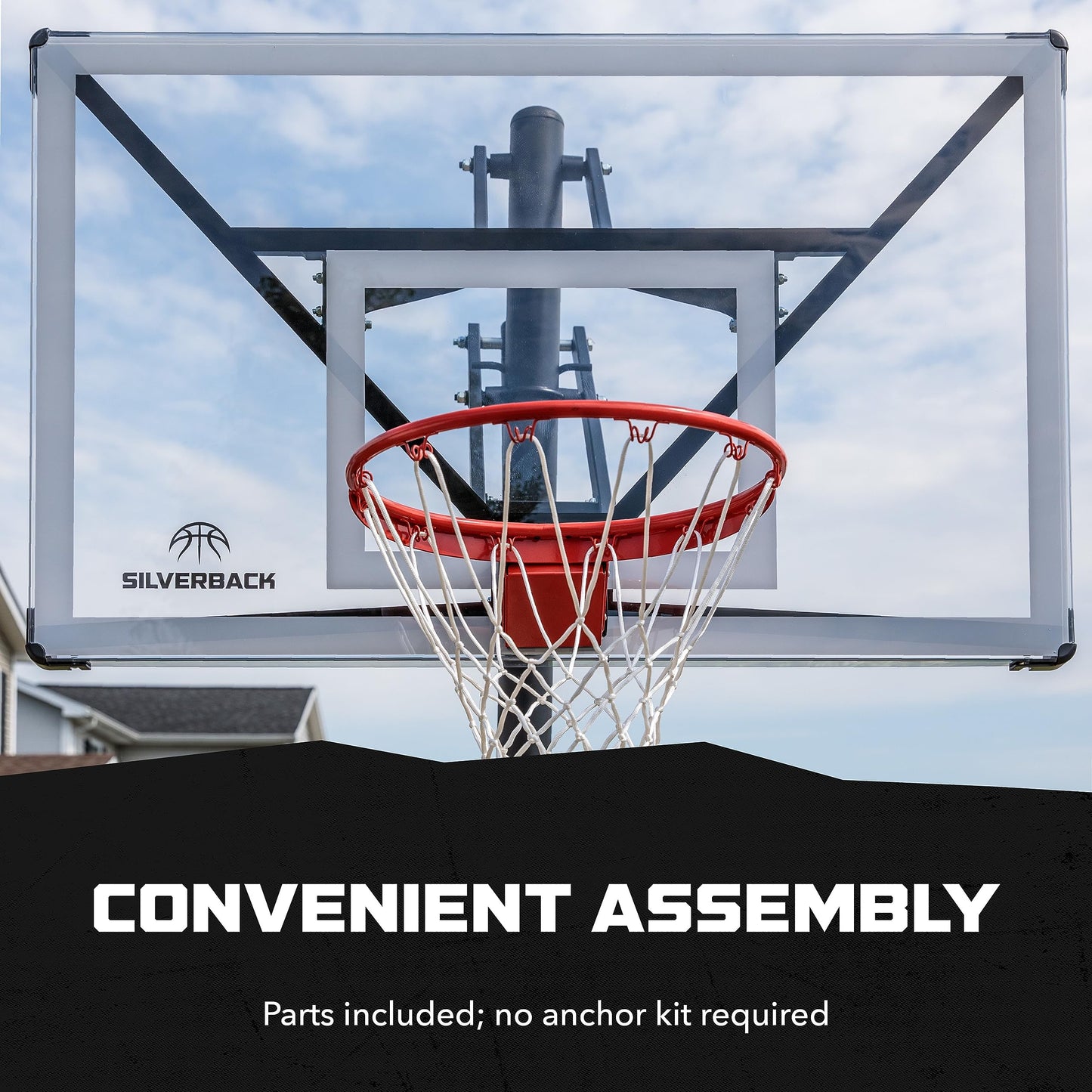 Silverback NXT 54" In-Ground Basketball Hoop with Adjustable-Height Backboard and QuickPlay Design , Black