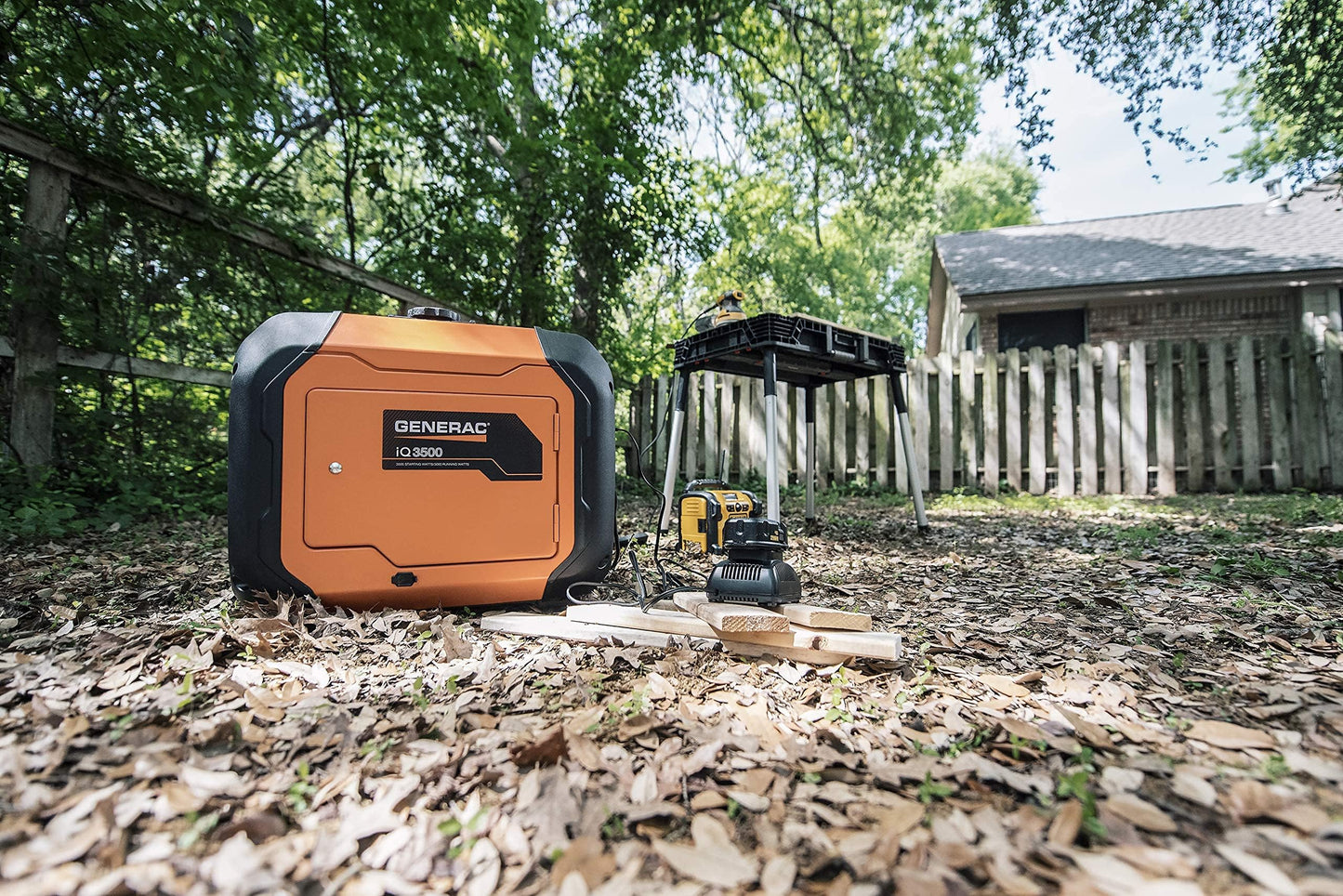 Generac 3,300-Watt Gas-Powered Portable Inverter Generator - Lightweight Design - USB Ports for Mobile Device Charging - COsense Technology - Perfect for Home use - Orange/Black