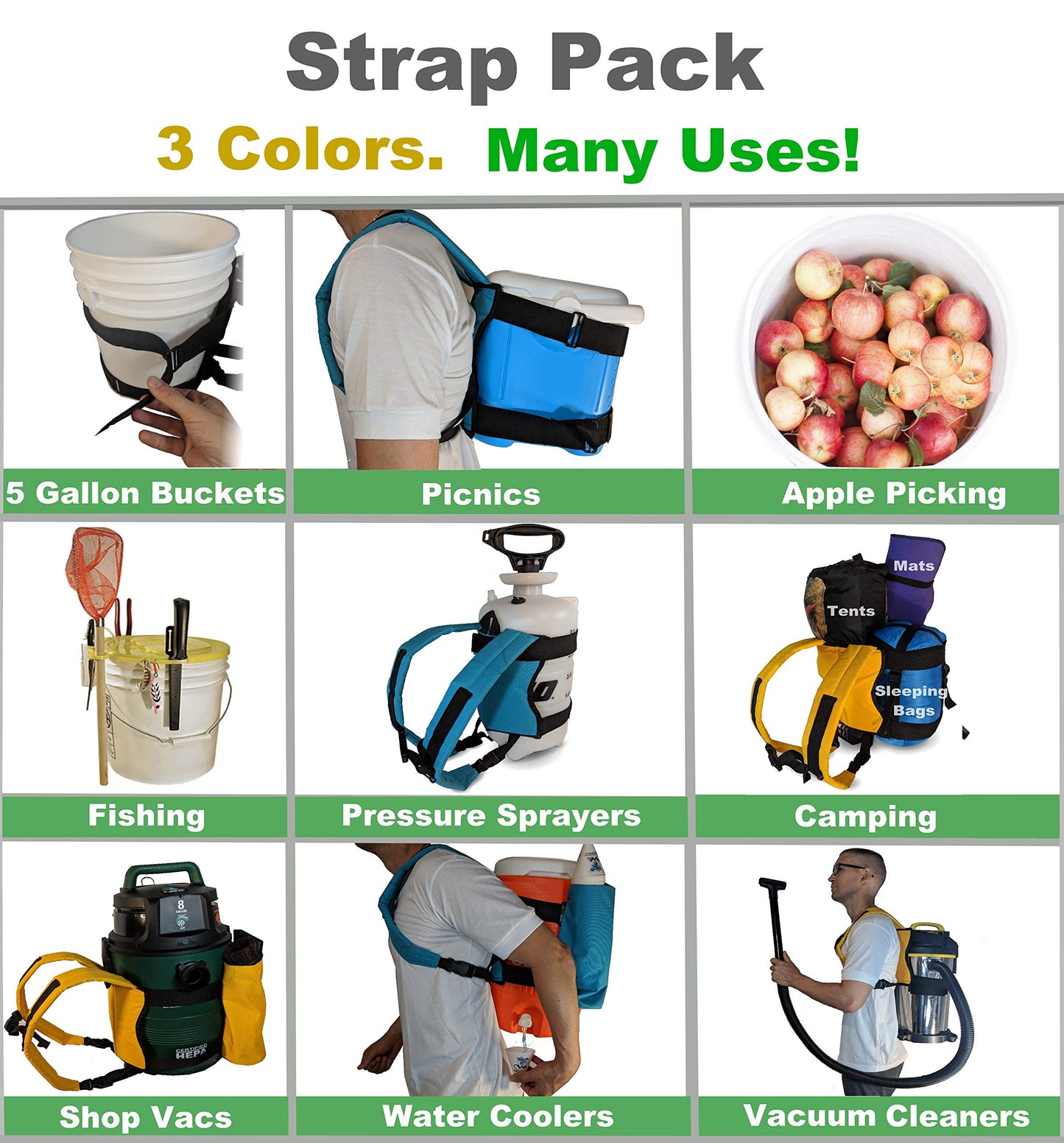 Backpack for 5 Gallon Buckets for Fishing, Picking Apples and Sports