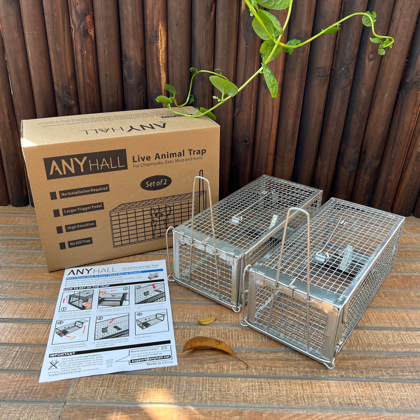 2-Pack Rat Traps Humane Live Mouse Vole Chipmunk Trap Cage for Indoors and Outdoors (Black)