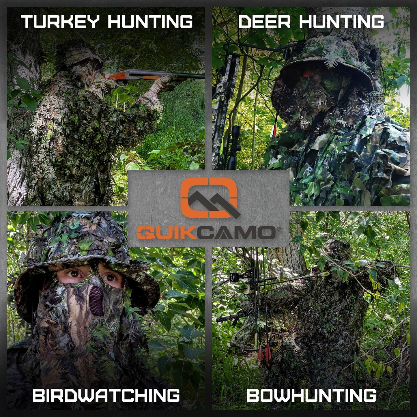 QuikCamo Realtree & Mossy Oak 3D Leafy Camo Face Mask Bucket Hat for Men Deer Duck and Turkey Hunting (Fully Adjustable OSFM)