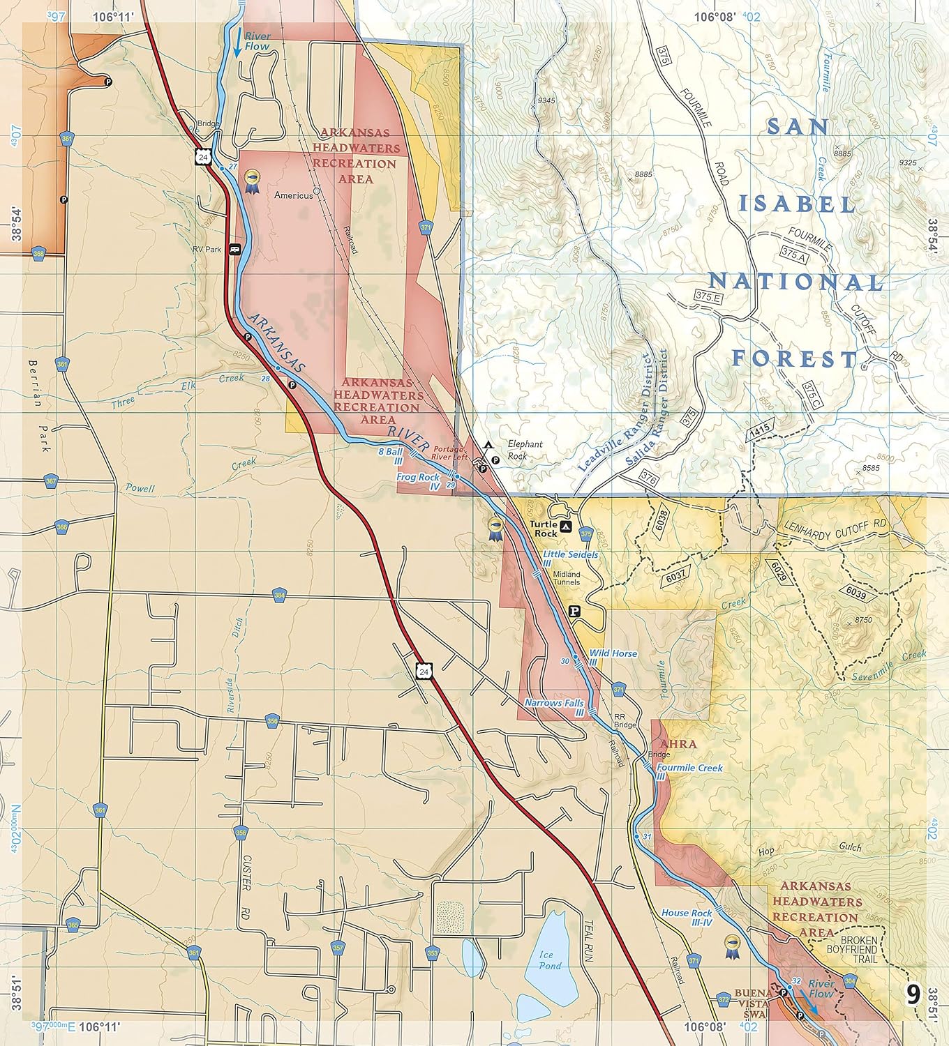Arkansas River, Leadville to Salida Map (National Geographic Fishing & River Map Guide, 2303)
