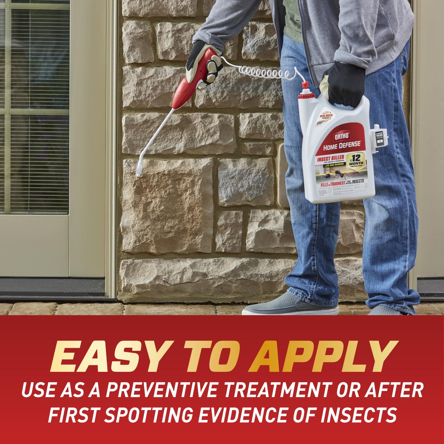 Ortho Home Defense Insect Killer for Indoor & Perimeter2 - With Comfort Wand, Long-Lasting Control, Kills Ants, Cockroaches, Spiders, Fleas & Ticks, Non-Staining, Odor Free, 1.1 gal., 2-Pack