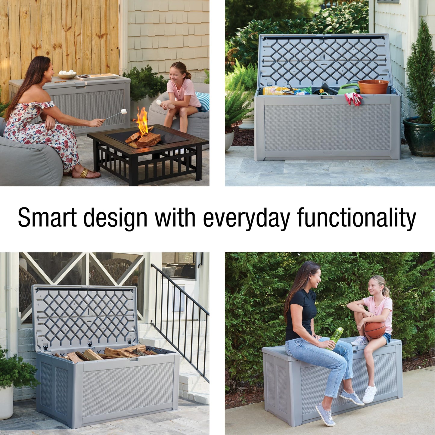 Rubbermaid Extra Large Resin Outdoor Storage Deck Box (134 Gal), Weather Resistant, Black, Deck Organization for Home/Backyard/Pool Chemicals/Toys/Garden Tools/Porch/Patio Cushions