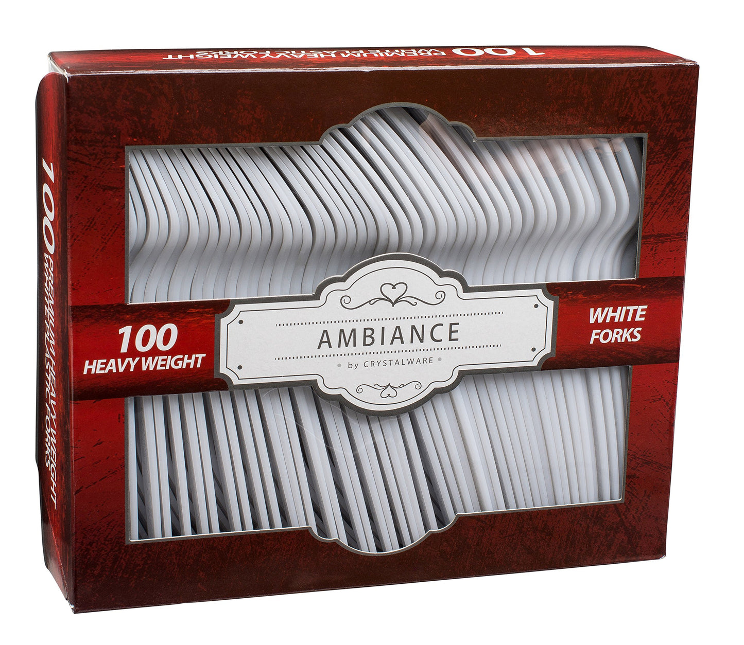 Crystalware, Heavy-Weight Plastic Fork, Durable and Disposable for Party supply or Home Use (100 Pack)