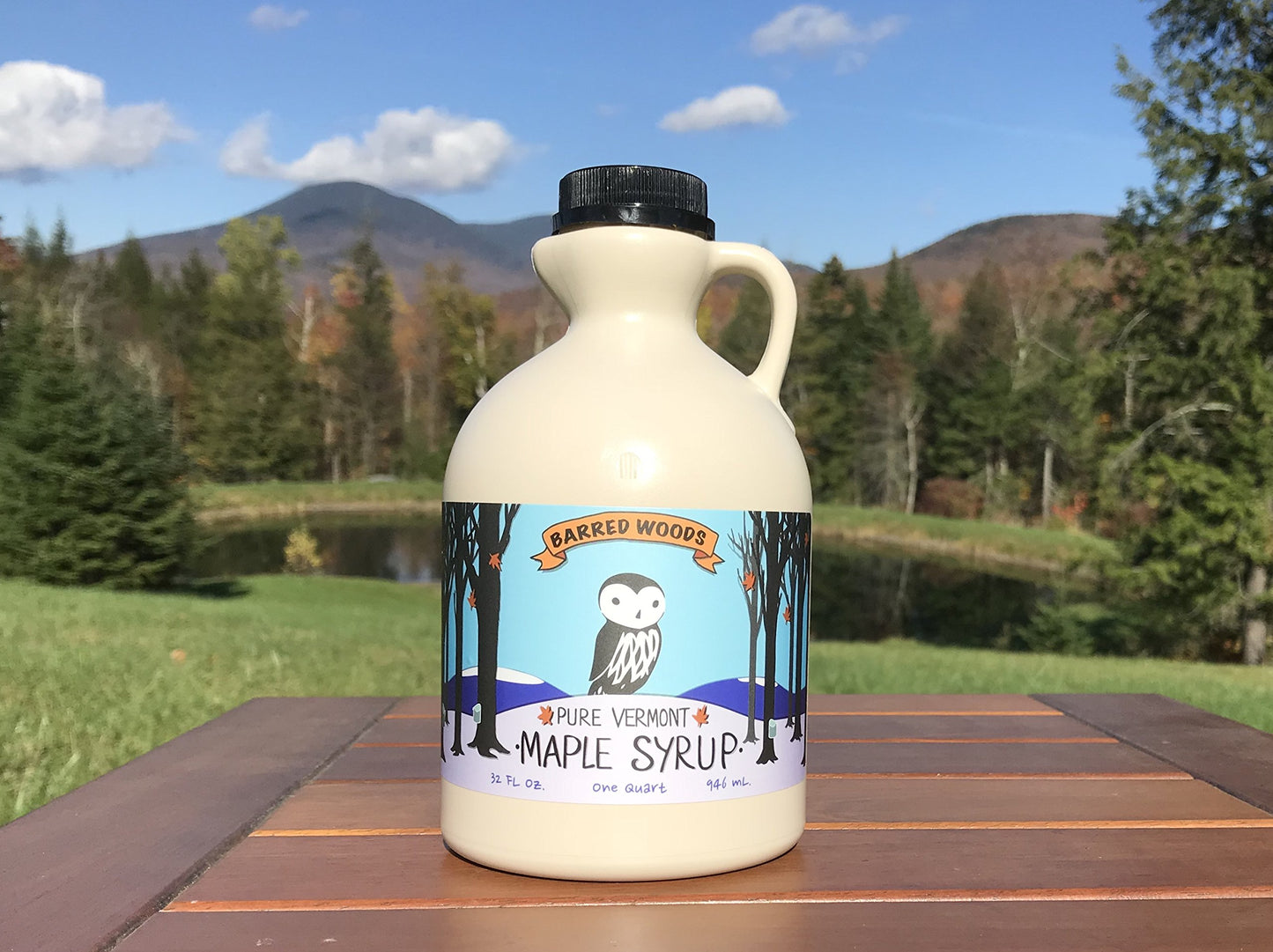 Organic Vermont Maple Syrup - Pure and All Natural - One Pint Jug (16 oz) - Grade A Amber Rich - From Barred Woods Maple