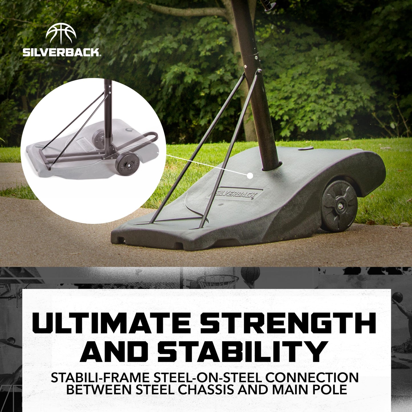 Silverback NXT Portable Adjustable 10-ft Outdoor Basketball Hoop, 50" and 54" Basketball Goal Backboard Available - Assembles in 90 Minutes