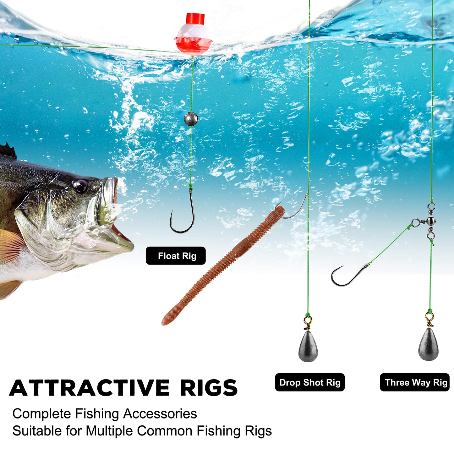 TOPFORT 187/343pcs Fishing Accessories Kit, Organized Fishing Tackle Box with Tackle Included, Fishing Hooks, Fishing Weights Sinkers, Fishing Gear and Equipment, Fishing Gift for Men