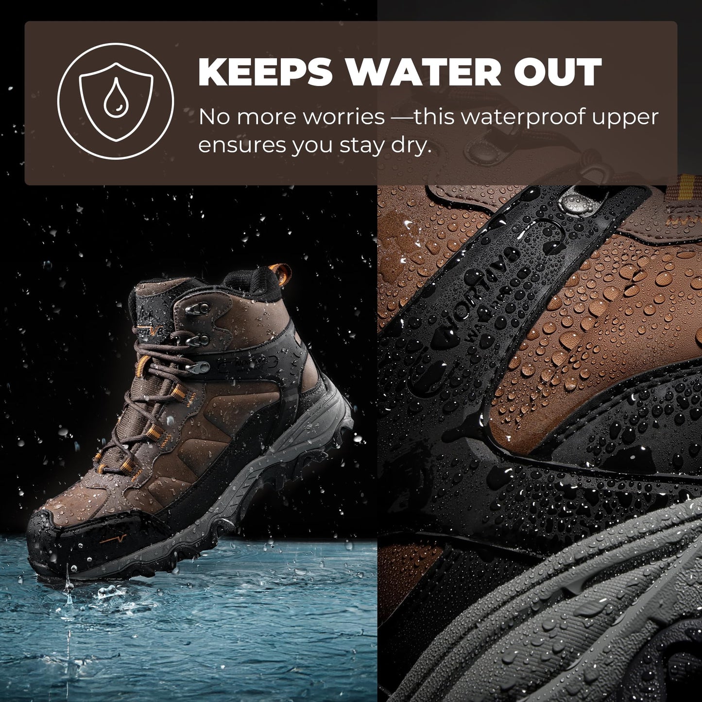 NORTIV 8 Waterproof Steel Toe Boots for Men Slip Resistant Safety Industrial Boots
